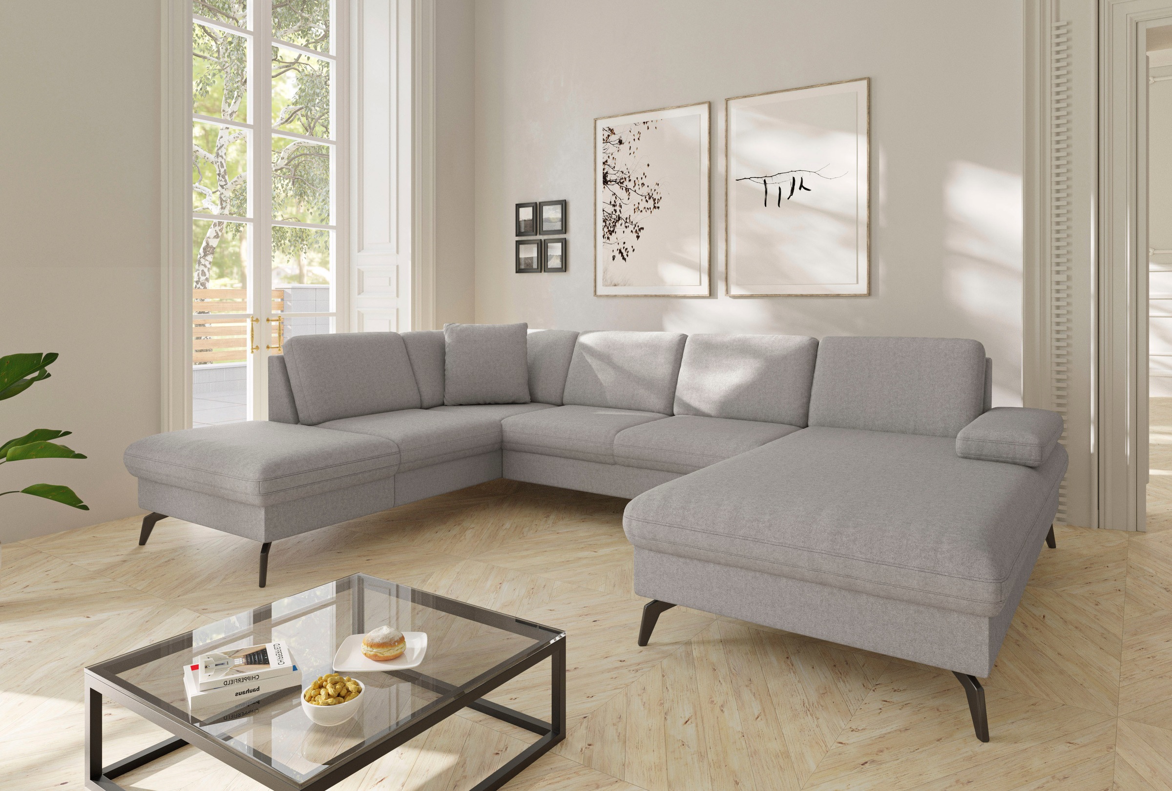 sit&more Wohnlandschaft »Morris Jubi U-Form«, inkl. Armteilfunktion und 1 Zierkissen, wahlweise mit Bettfunktion