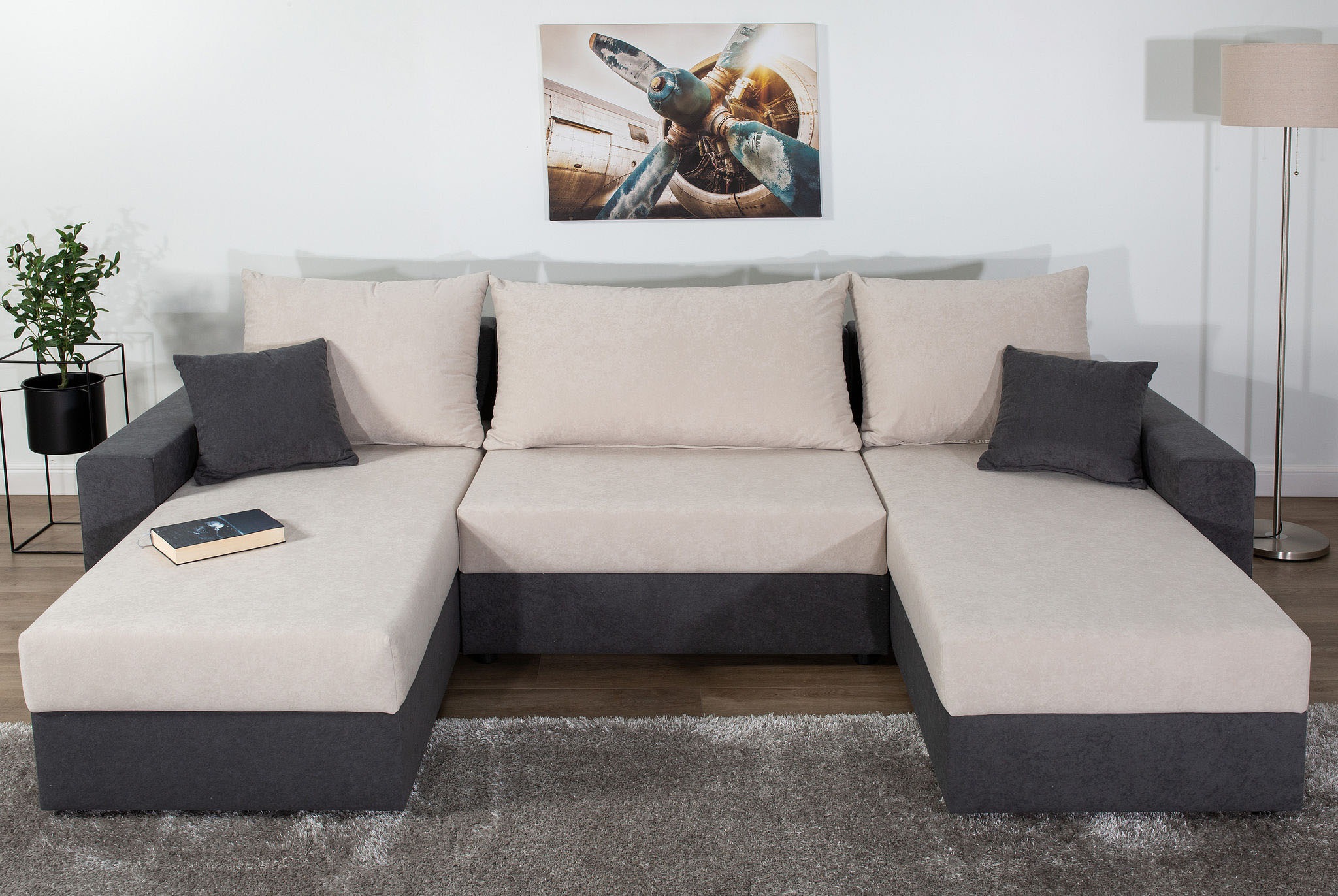 COLLECTION AB Wohnlandschaft "Pico U-Form, B: 252 cm" Schlaffunktion, Bettkasten & 2 Zierkissen