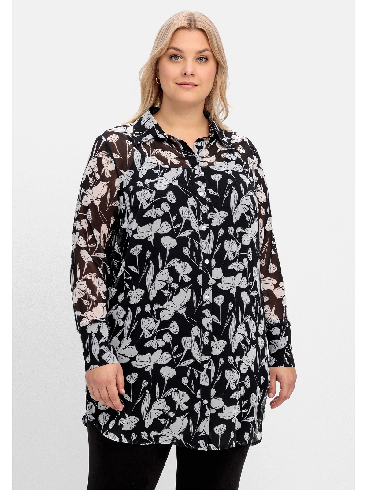 Sheego Chiffonbluse "Große Größen", mit blickdichtem Futter