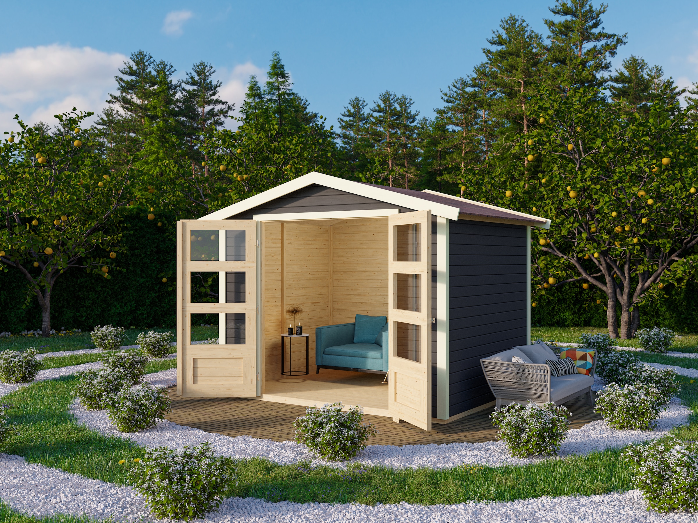 Karibu Gartenhaus »»Amberg 4««, naturbelassen, anthrazit oder terragrau