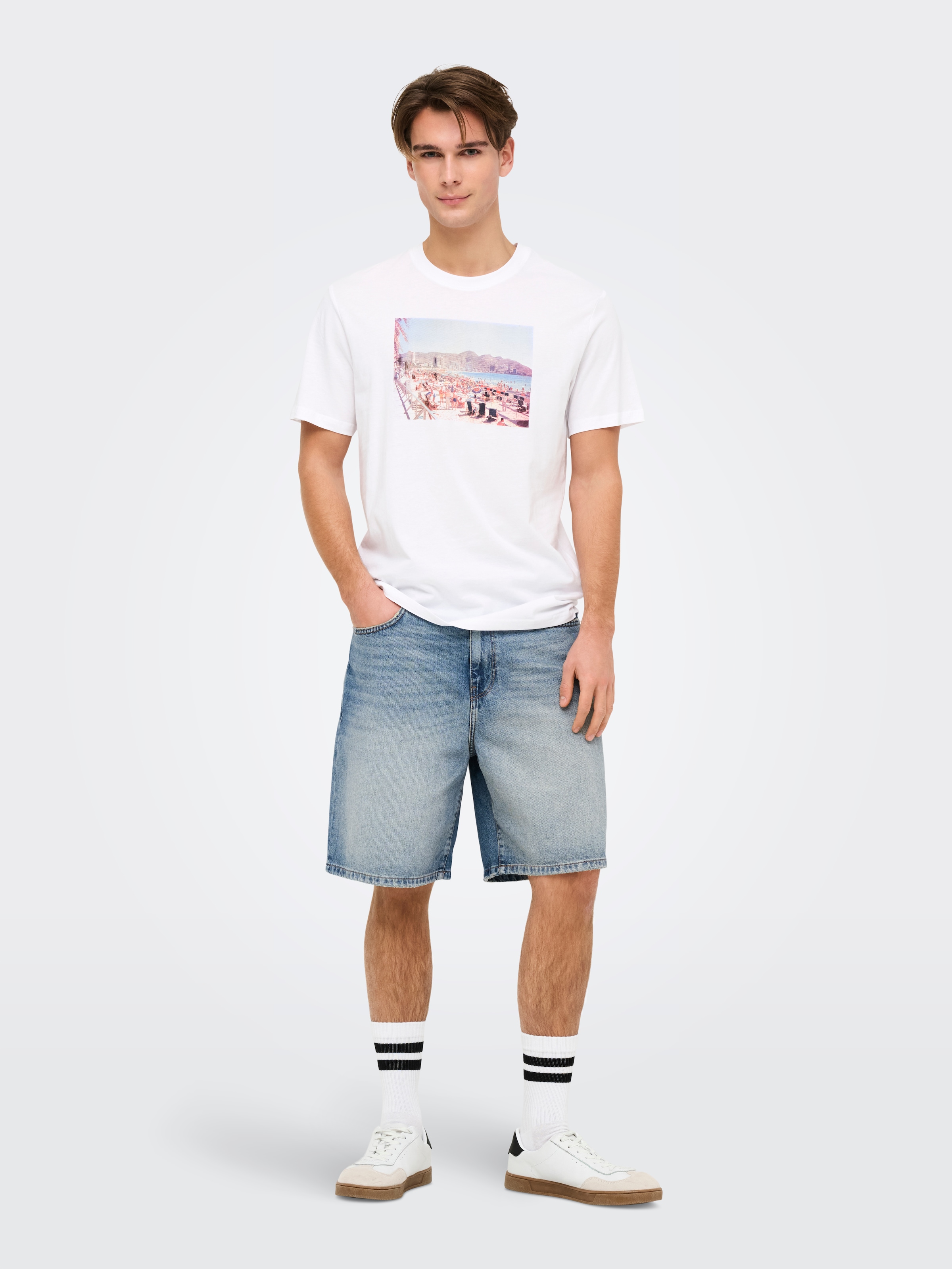 ONLY & SONS Jeansshorts »ONSFADE MB TINT 9085 TAI DNM SHORTS NOOS« Baumwolle, loose fit