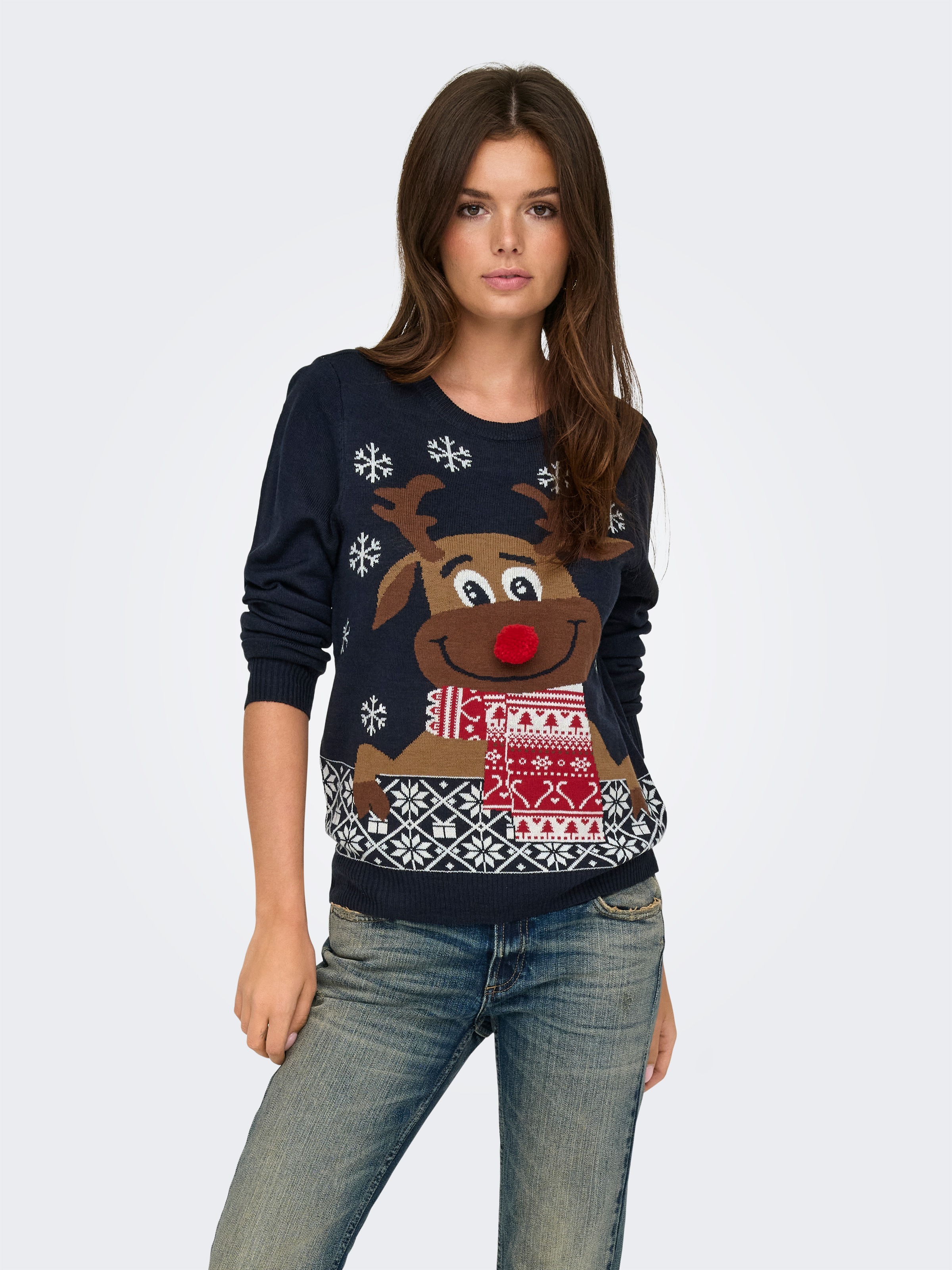 ONLY Weihnachtspullover "ONLXMAS LS O-NECK MIX DETAIL BOX KNT" günstig online kaufen