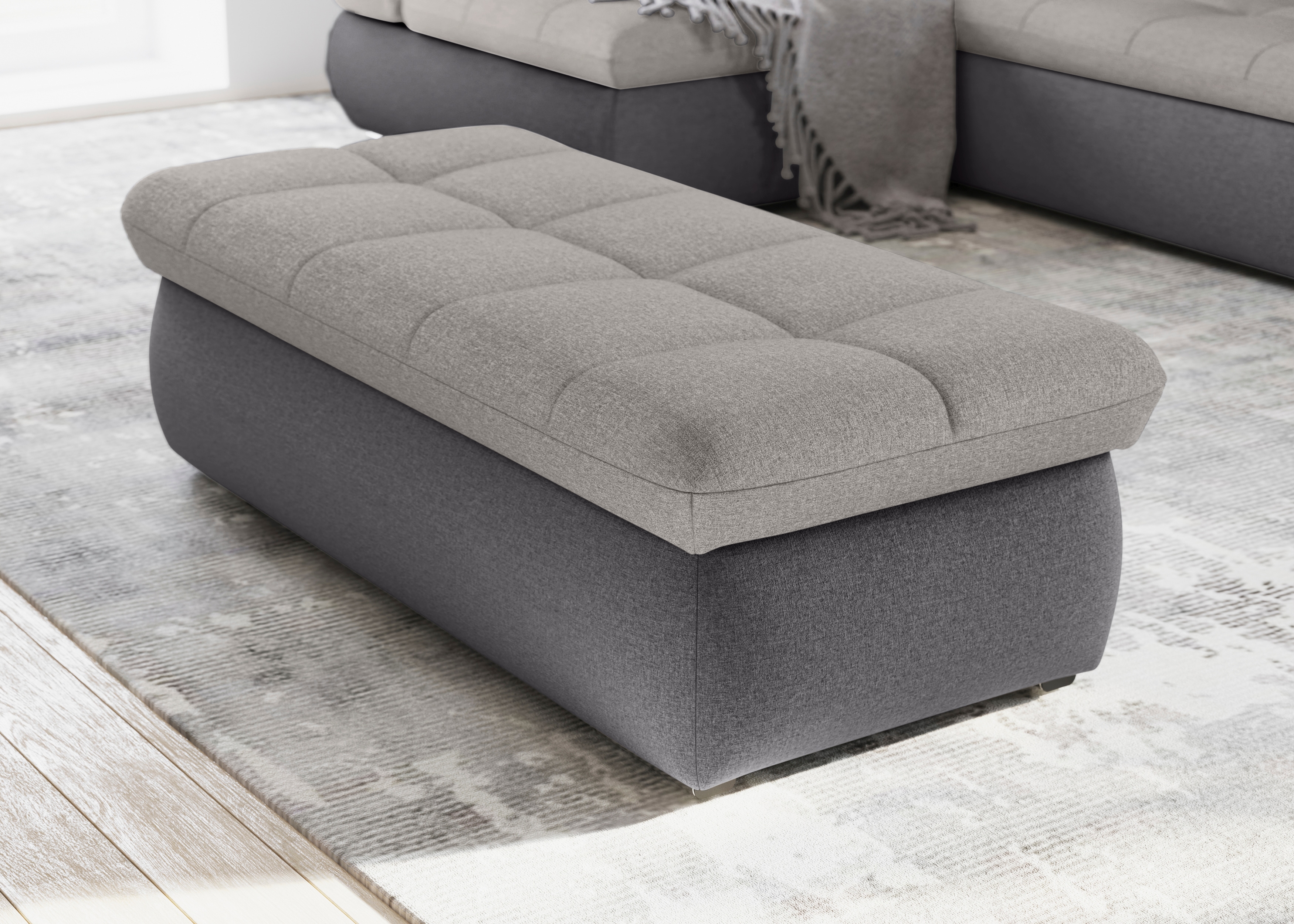 DOMO collection Polsterhocker "MORIC 136x64 cm, praktisch und komfortabel" inklusive Stauraum
