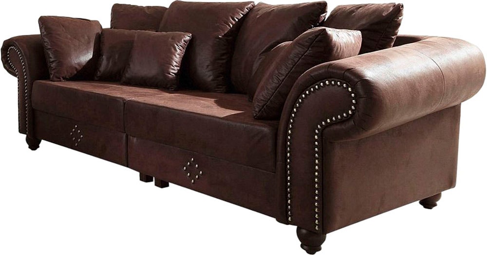 Home affaire Big-Sofa "King George Mega Sofa, viel Platz, Federkern, Ziernägel"