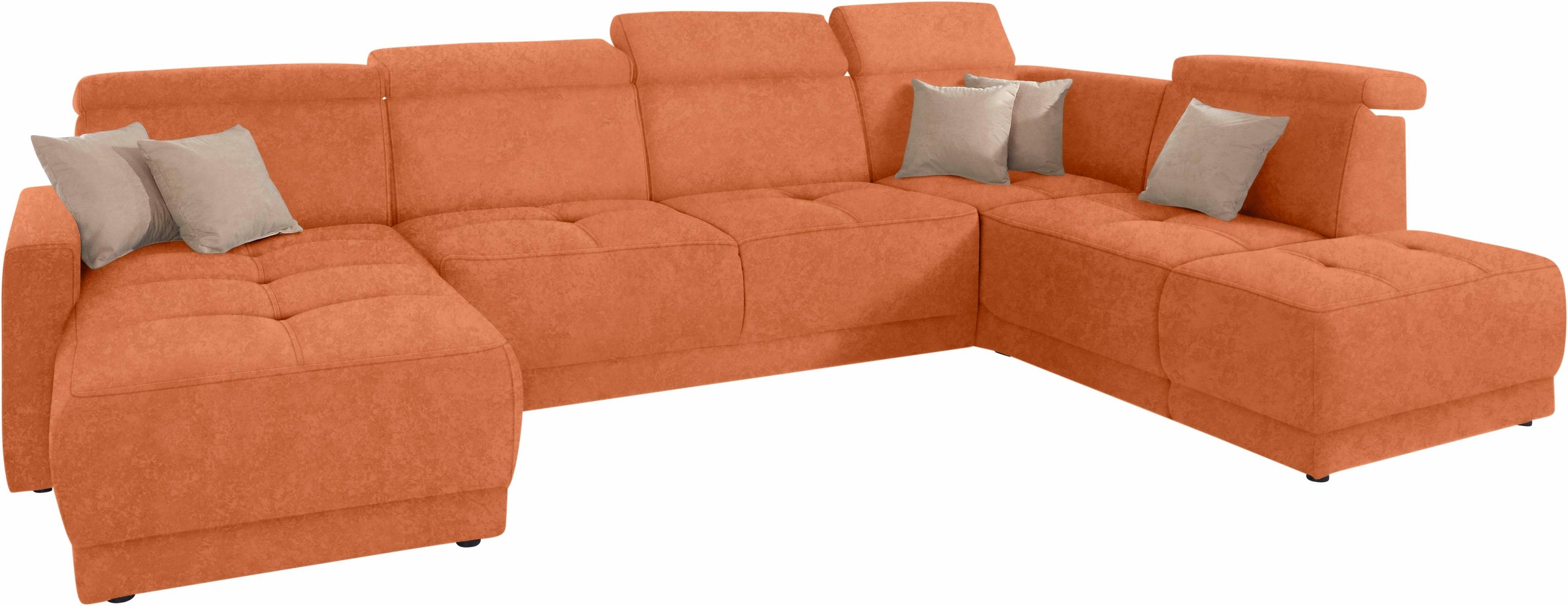 DOMO collection Wohnlandschaft »Ava moderne Sitzheftung mit toller Doppelnaht, komfortabel, U-Form«, mit Federkern, wahlweise mit Kopfteilverstellungen