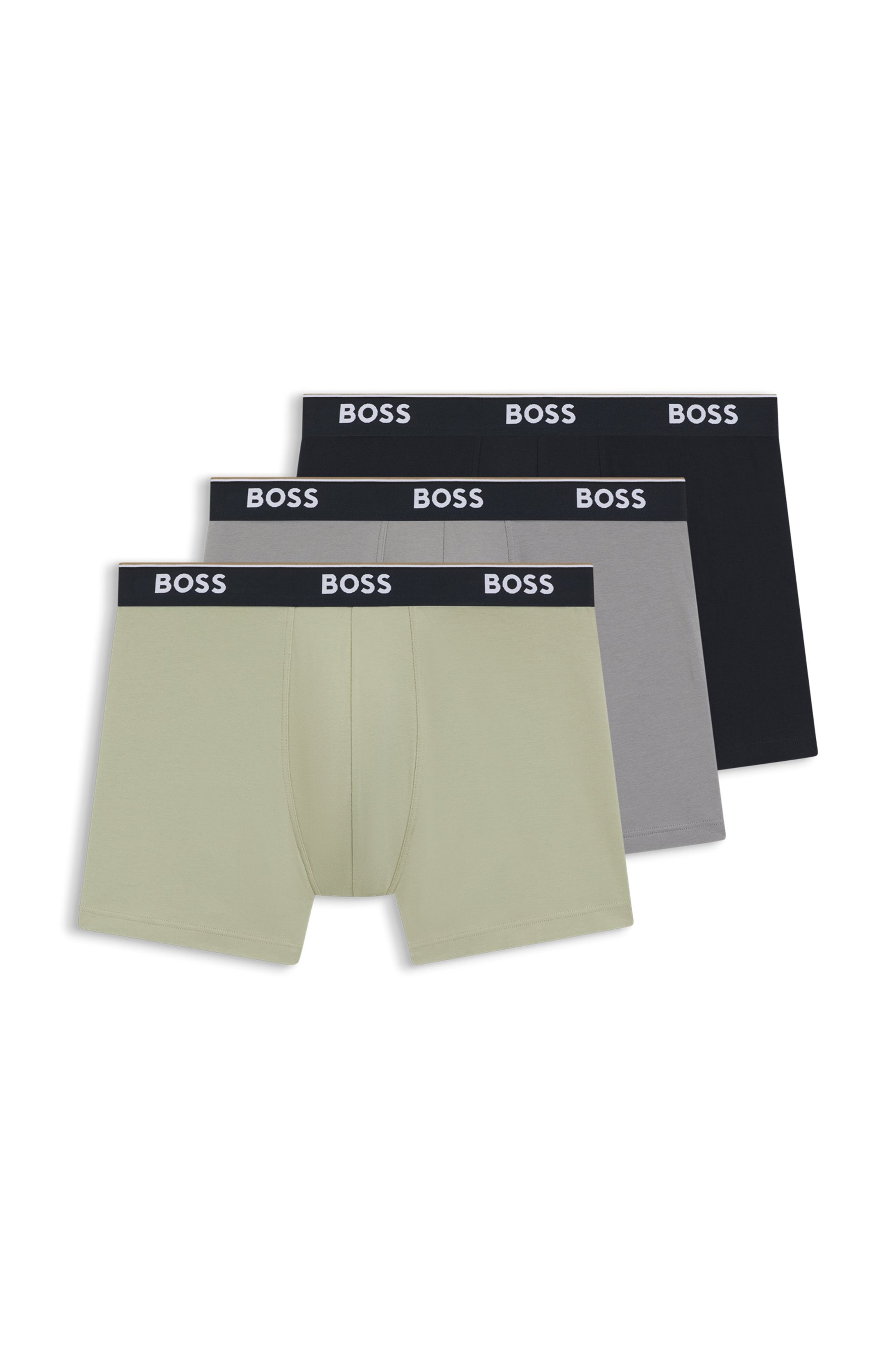 BOSS Boxershorts Packung, 3 Stk. aus bequemer Stretch-Baumwolle, körpernah, mittlere Bundhöhe