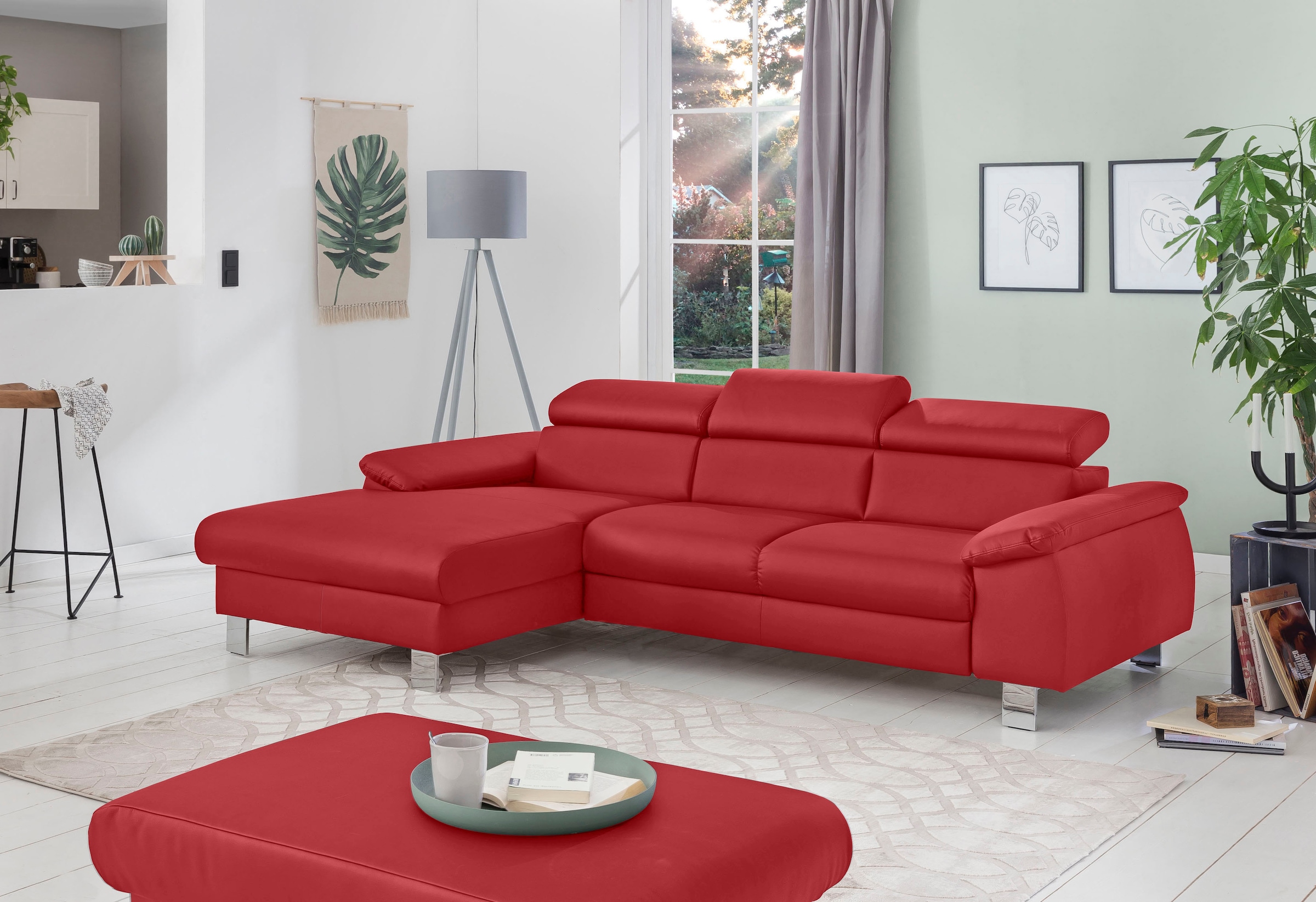 COTTA Ecksofa "Komaris L-Form, B: 244 cm" mit Kopfteilverstellung, optional Schlaffunktion, Bettkasten & Licht