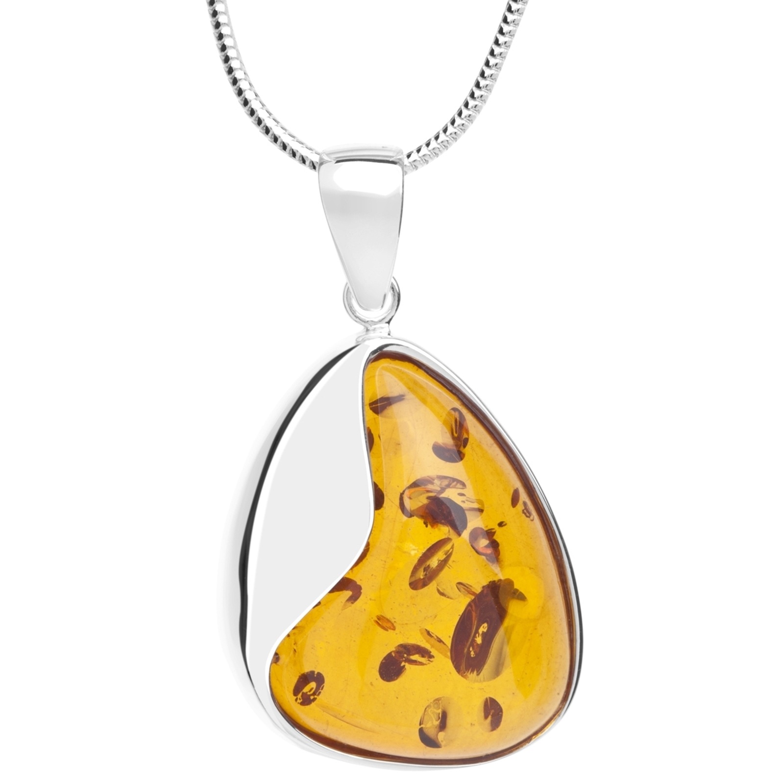 Kette mit Anhänger OSTSEE-SCHMUCK "- Jeska 34 - Silber 925/000 - Bernstein" Gr. 60, silber (silber 925, silberfarben, weiß), Schmuck_Sets, Damen, 60, Silber 925 (Sterlingsilber)