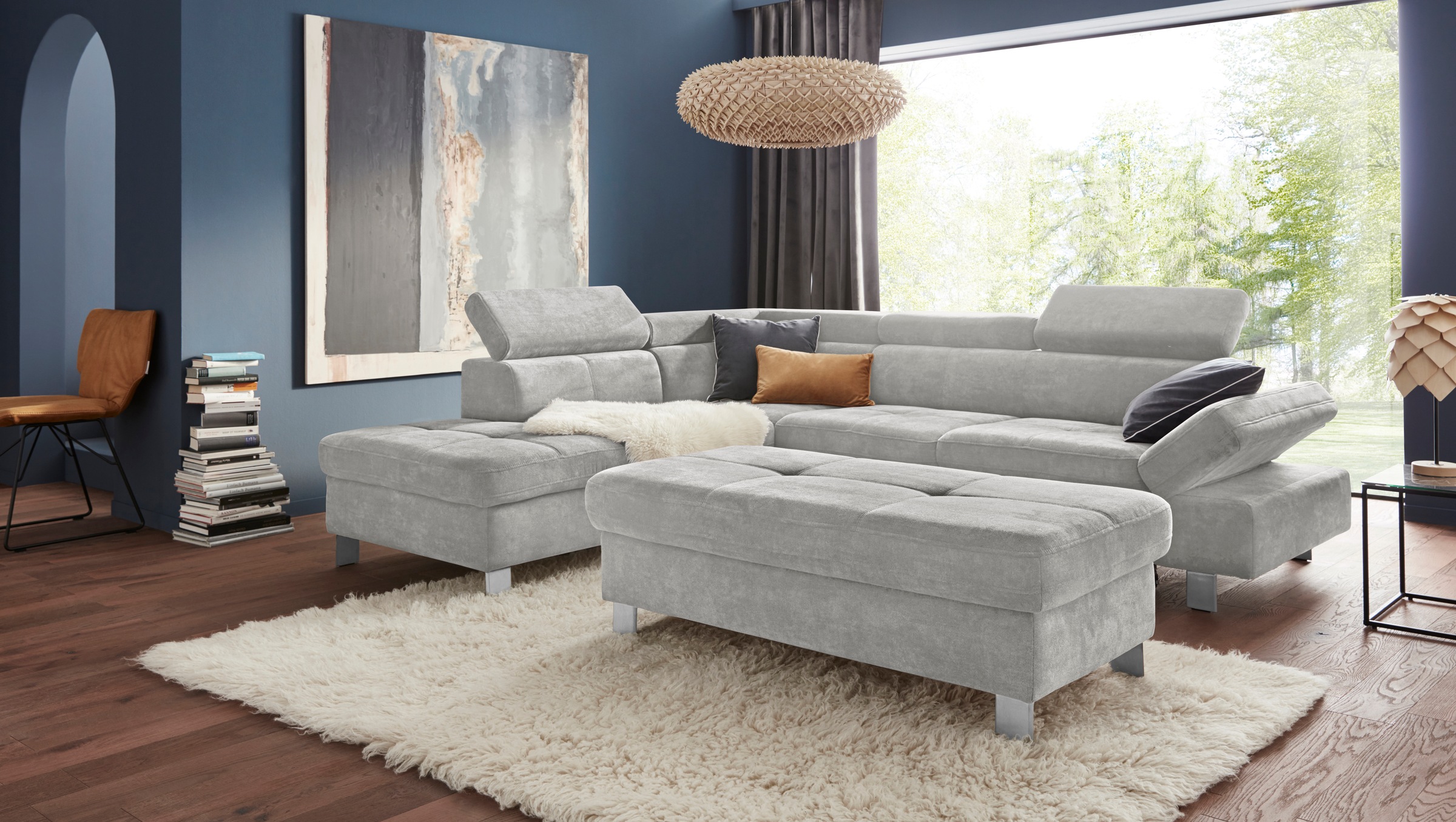 exxpo - sofa fashion Ecksofa »Fiji, L-Form«, mit Kopf- bzw. Rückenverstellung, wahlweise mit Bettfunktion