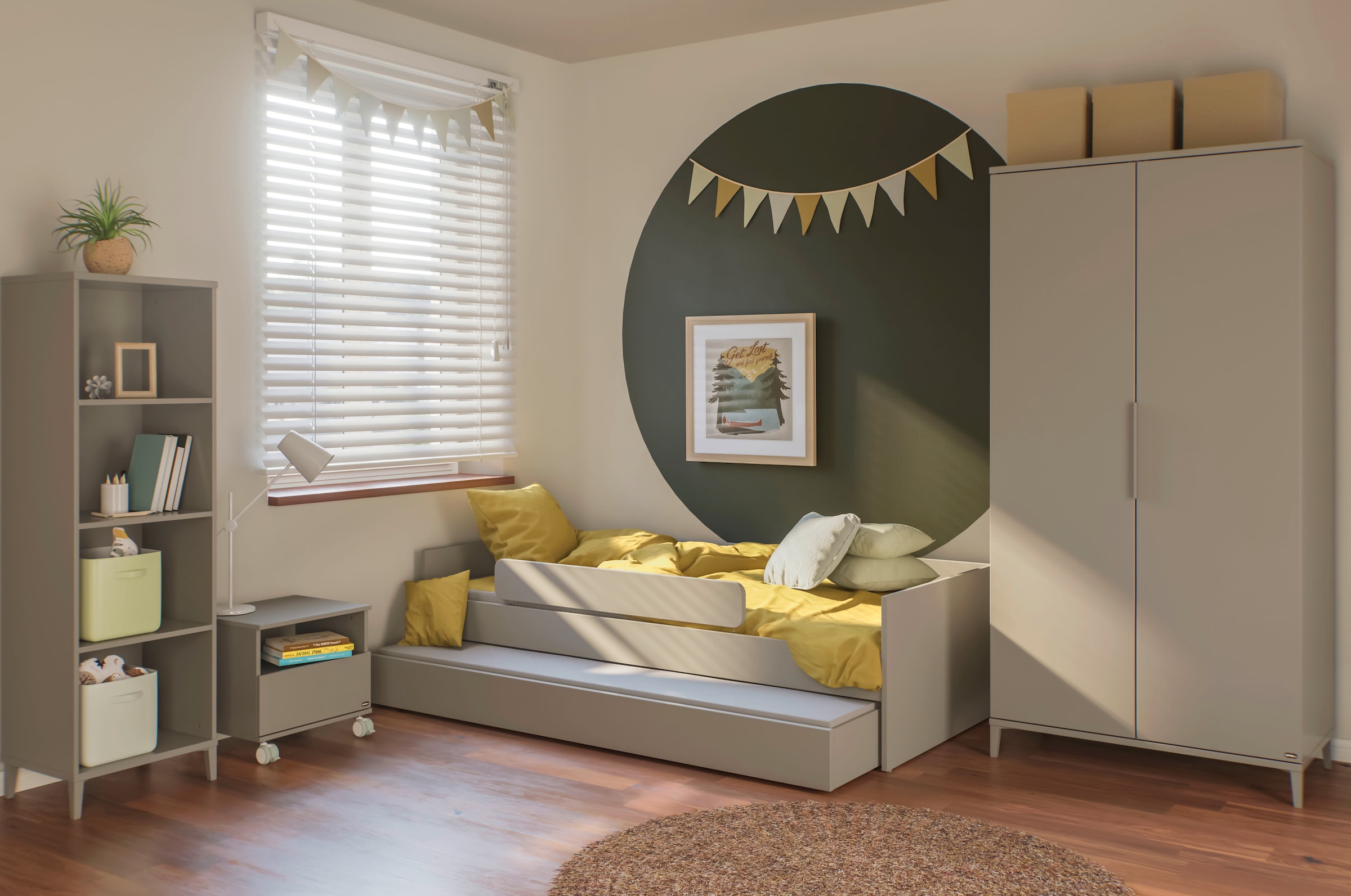 YUNY by PAIDI Kinderbett »BROTHER STU mit Bettkasten, Jugendliege« bietet extra Stauraum oder zweite Liegefläche, Kojenliege Taupe