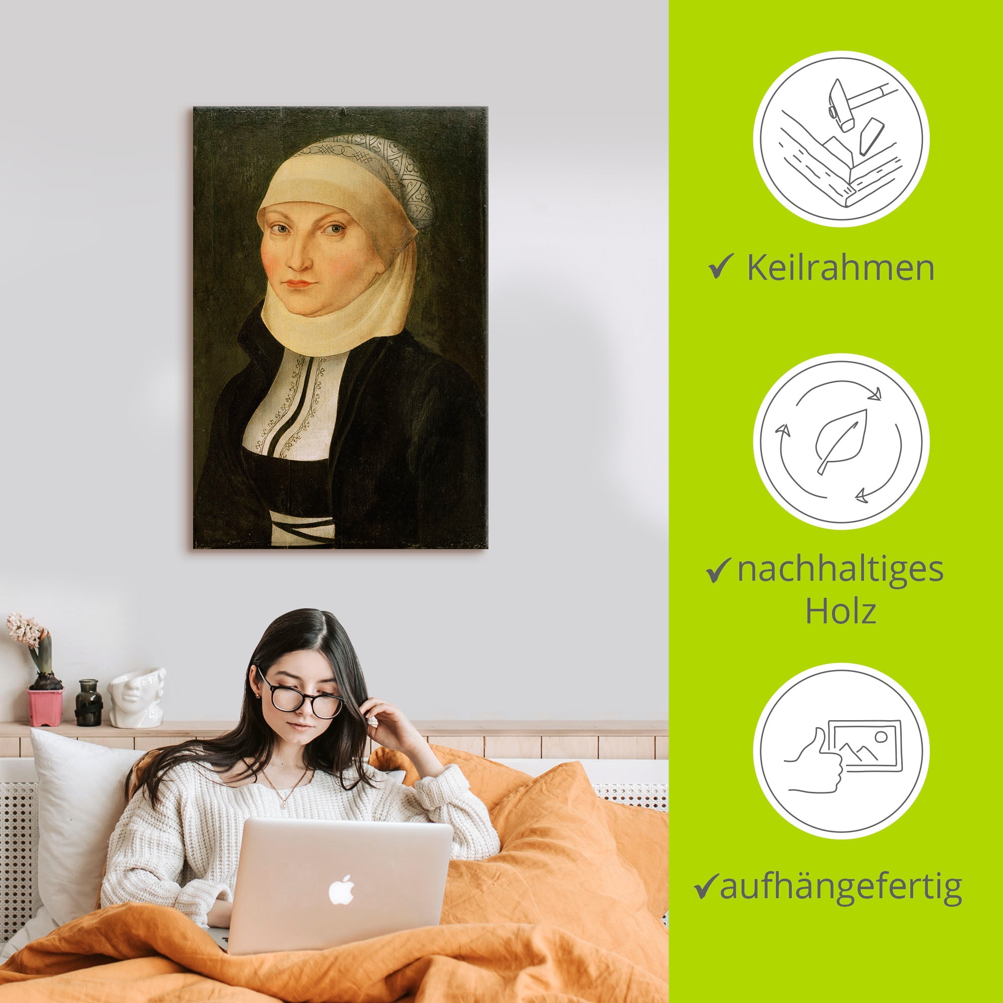 Artland Leinwandbild »Katharina von Bora«, Portrait, (1 St.), auf Keilrahmen gespannt