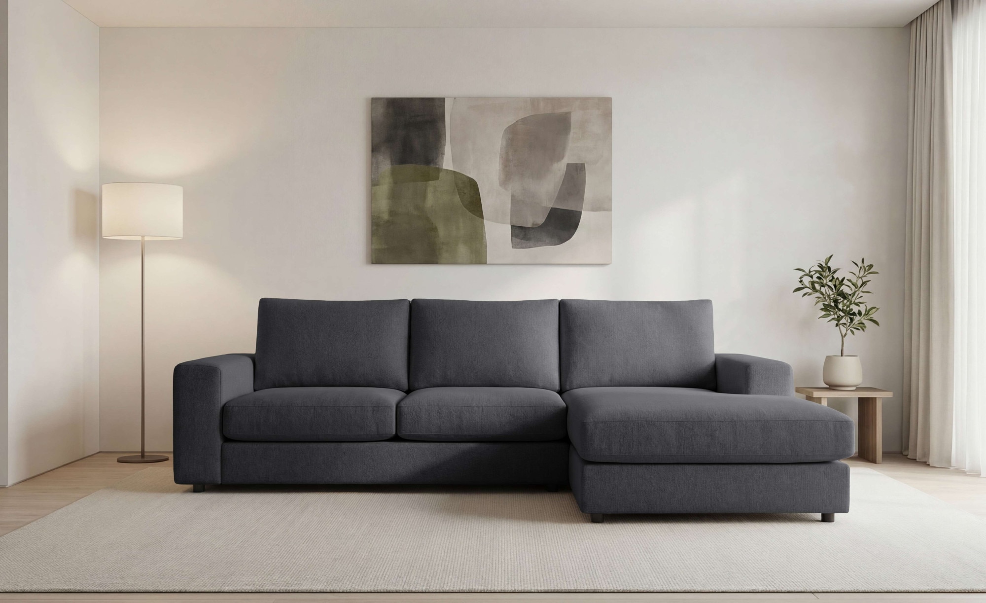 OTTO home Ecksofa "Nivette, weiches Chenille" Breite 269 cm, L-Form, bodentief, mit Wellenunterfederung