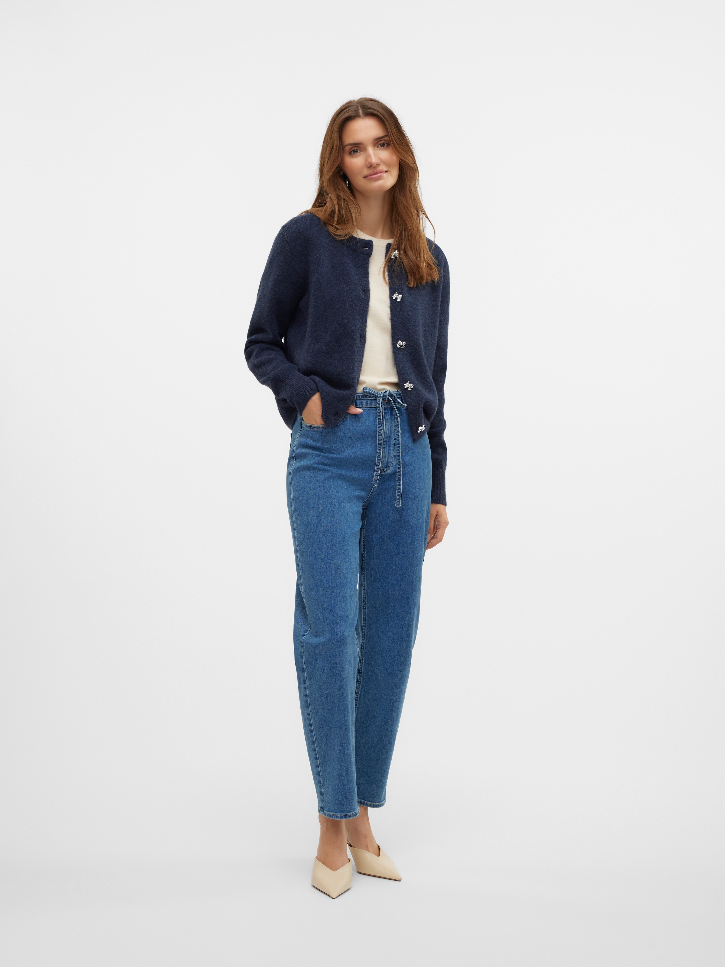 Vero Moda Strickjacke »VMFIONA LS SHORT BUTTON CARDIGAN GA BOO«
