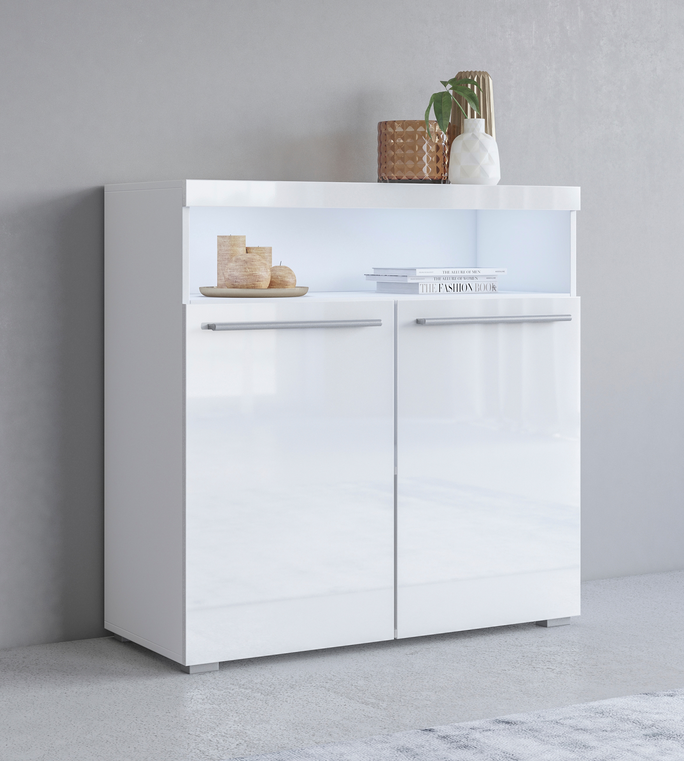 OTTO home Kommode "India, Breite 91cm, stilvolle Anrichte mit 2 Türen und offene Fach" Sideboard viel Stauraum, ohne Beleuchtung