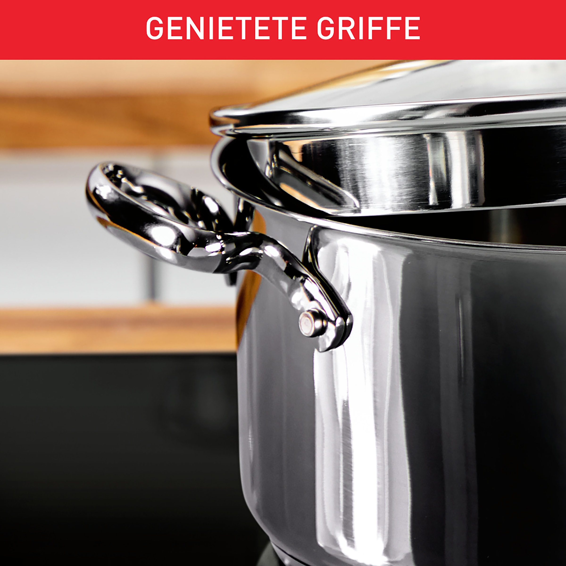 Tefal Topf-Set »Duetto+, Kochtopf Set mit Glasdeckel« Set, Stieltopf 16 cm, Schmortöpfe 18/20/24 cm, Suppentopf 22 cm, 10 tlg. Edelstahl