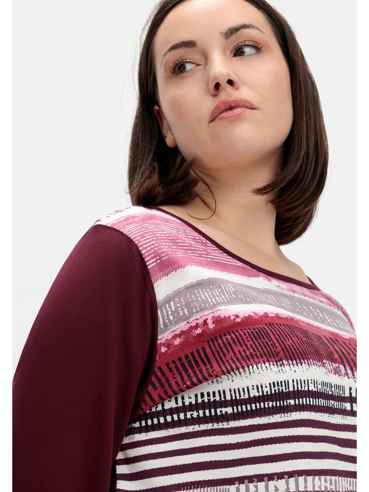 Sheego Langarmshirt »Große Größen«, mit bedrucktem Vorderteil