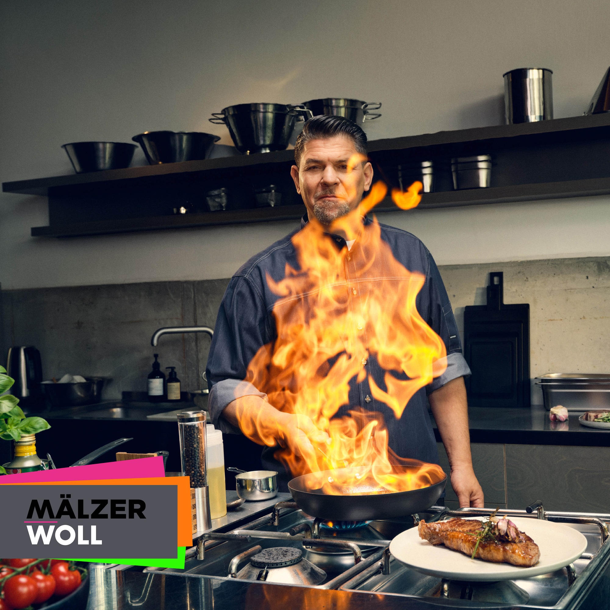 WOLL Bratpfanne »MÄLZERxWOLL Carbonstahl Bratpfanne Ø20-28cm, vorgebrannt, Induktion« Karbon-Stahl 1 tlg. Genieterer Stiel, Ofenfest, Spülmaschinengeeignet, 4-5cm hoch