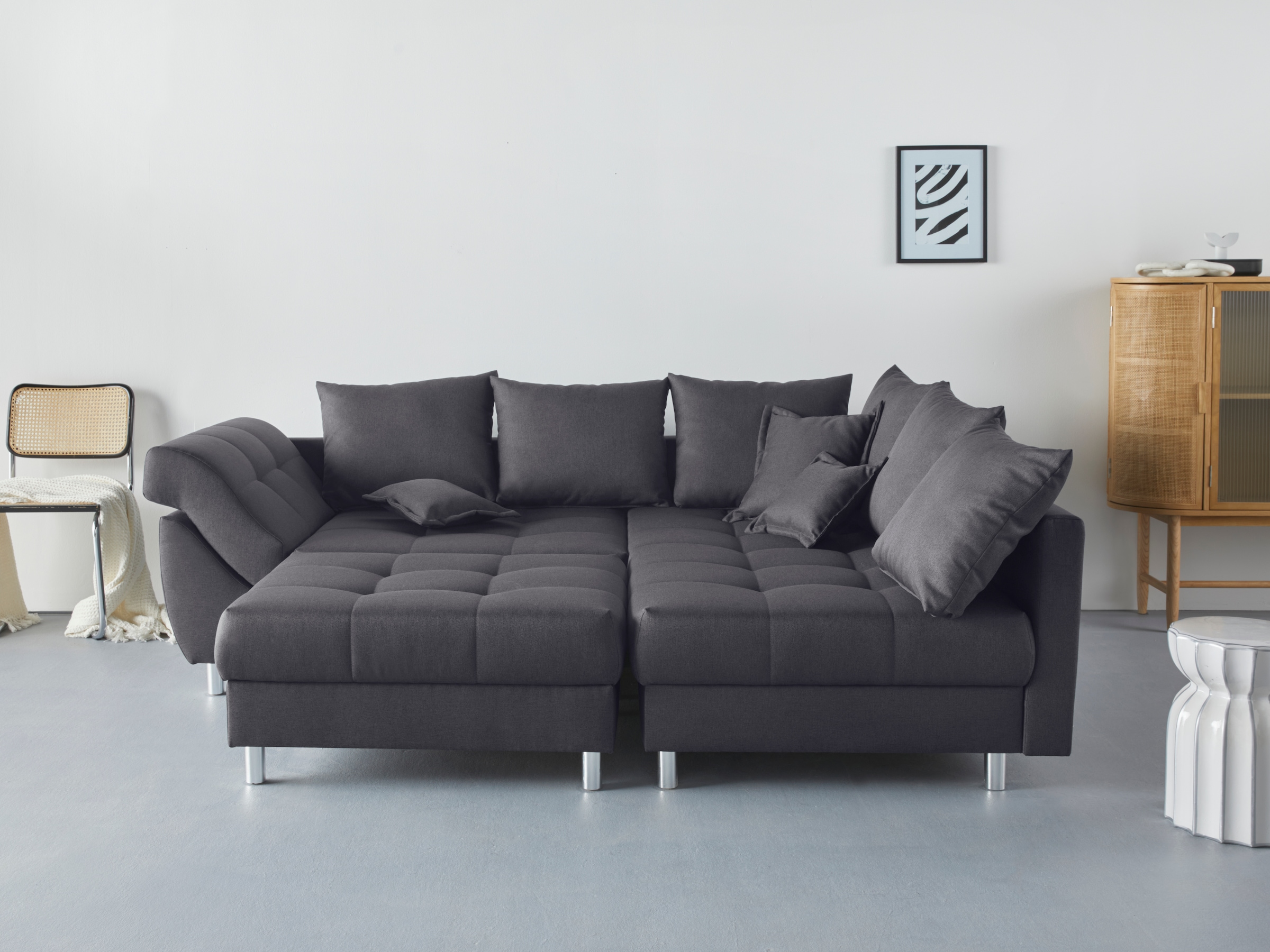 COLLECTION AB Ecksofa "Innsbruck L-Form, B: 247 cm" Set: Sofa & Hocker, 3 Zierkissen, Federkern