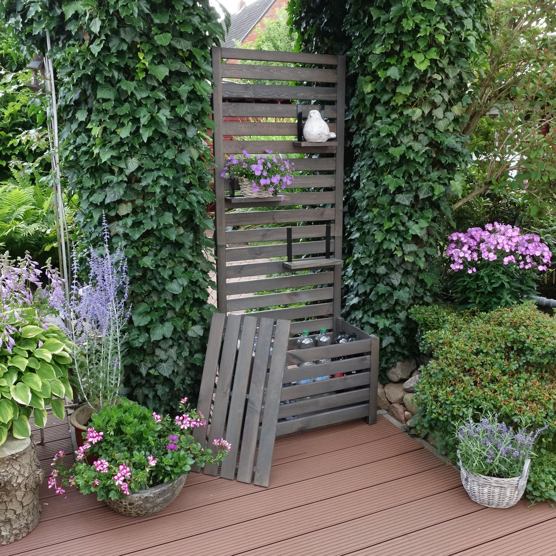 promadino Spalier »für Balkon und Garten«, Sitzgelegenheit und Sichtschutz, L70xT40xH180cm, Volumen: 91 Liter