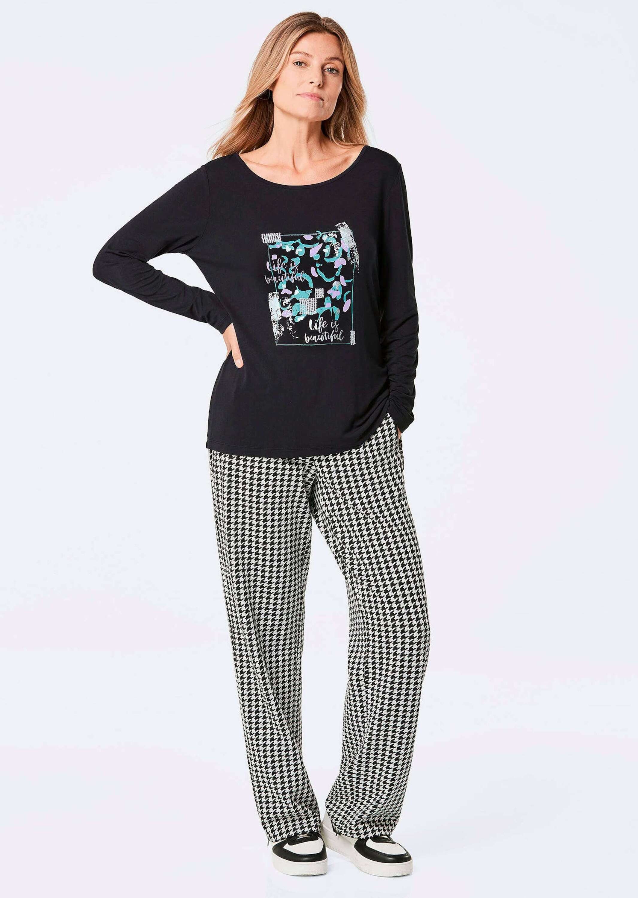 Goldner Kurzgröße Shirt Women's Black Patterned 23 4