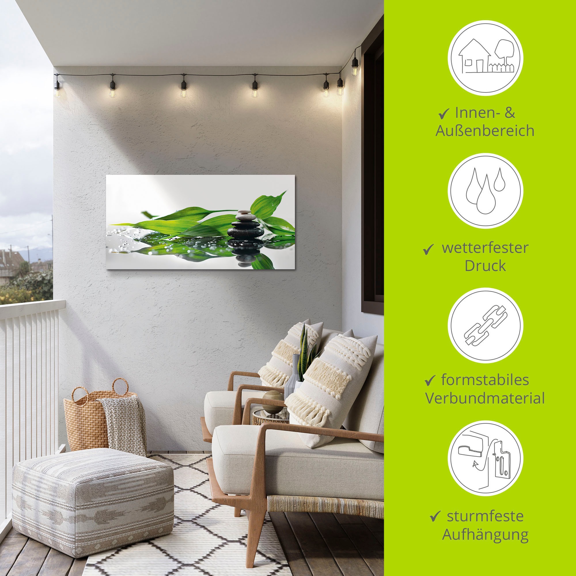 Artland Wandbild »Spa mit Steinen und Bambus«, Zen, (1 St.), als Alubild, Outdoorbild, Leinwandbild in verschied. Größen