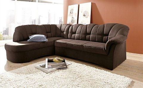 DOMO collection Ecksofa »Papenburg, zeitlose Rückensteppung, elegante Armlehne, L-Form«, mit Ottomane, wahlweise mit Bettfunktion