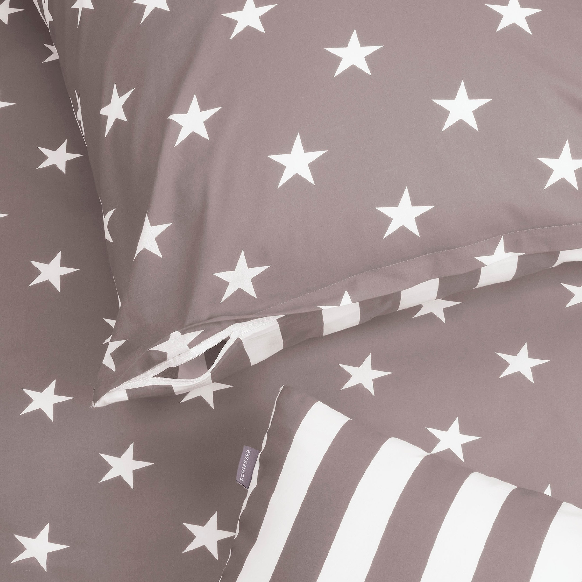 Schiesser Wendebettwäsche »Stars & Stripes aus weicher Baumwolle mit Sternenprint«, MADE IN GREEN by OEKO-TEX®-zertifiziert