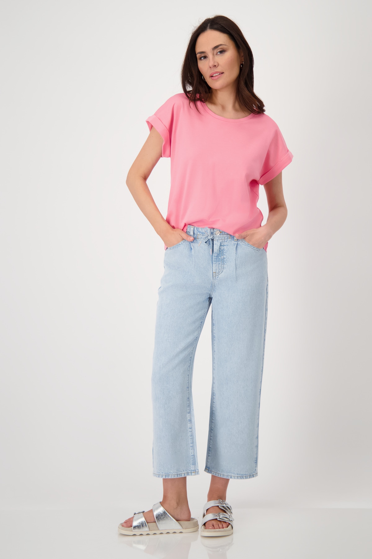 Monari T-Shirt »Shirt Basic Pima uni«, Mit Rundhalsausschnitt