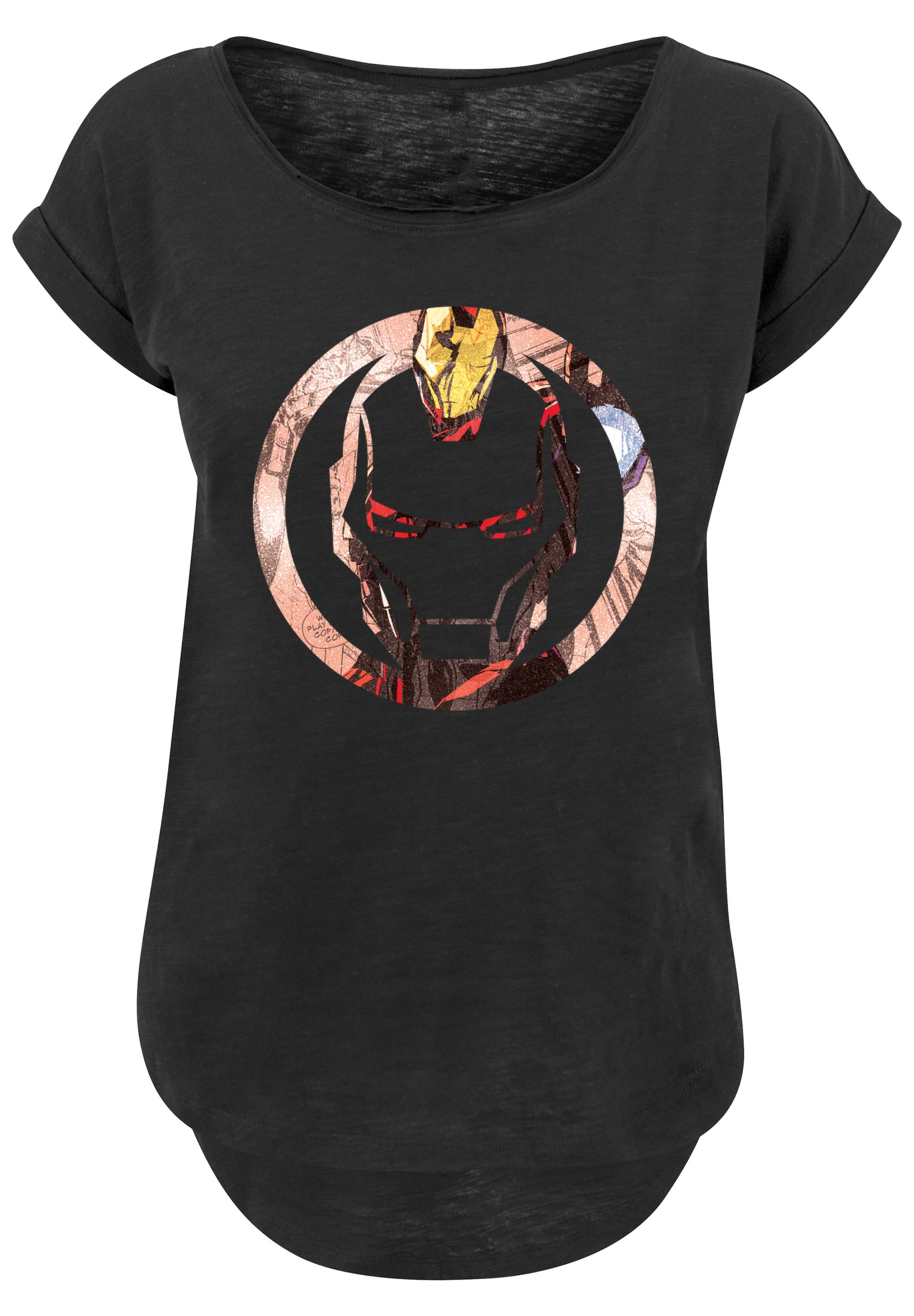 F4NT4STIC T-Shirt »Marvel Superhelden Iron Man Montage Symbol«, Damen,Premium Merch,Lang,Longshirt,Logo Print