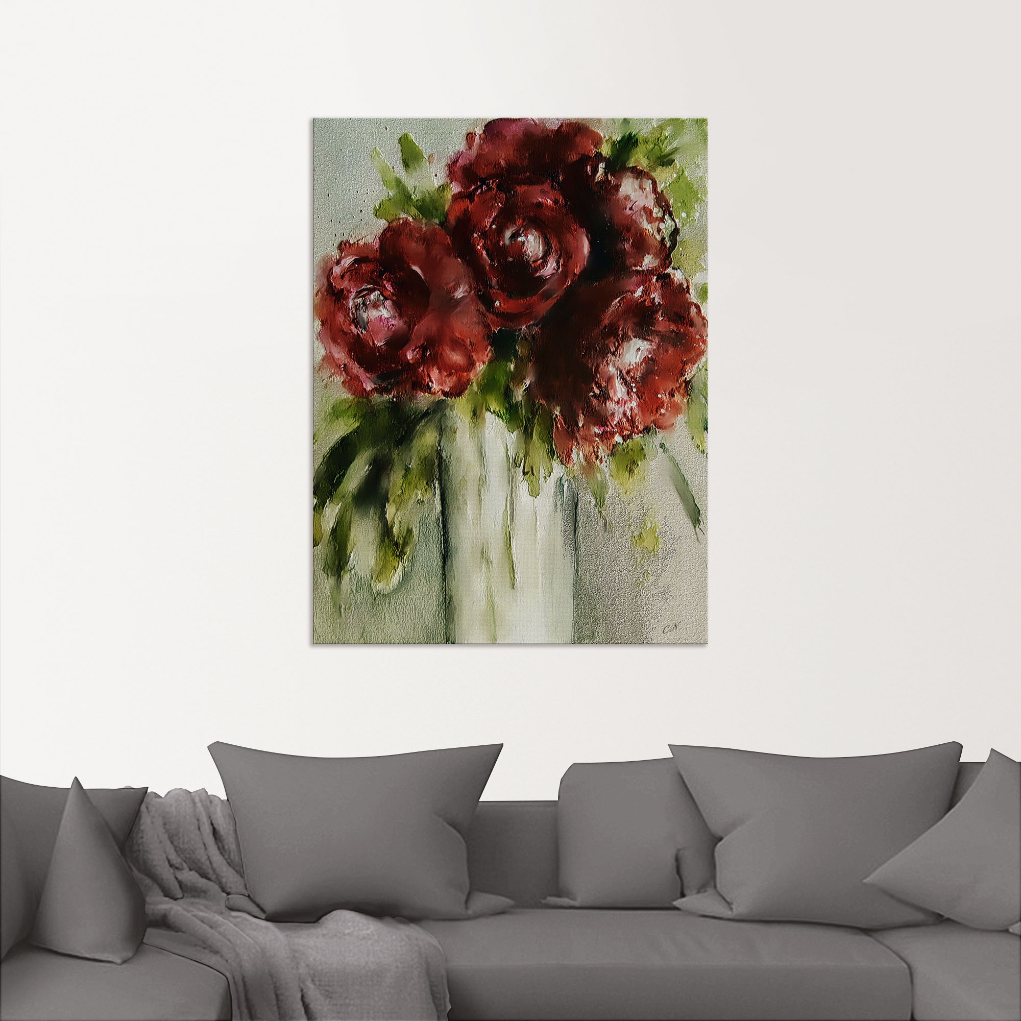 Artland Wandbild »Pfingstrosen in Vase«, Blumenbilder, (1 St.), als Alubild, Leinwandbild, Wandaufkleber oder Poster in versch. Größen