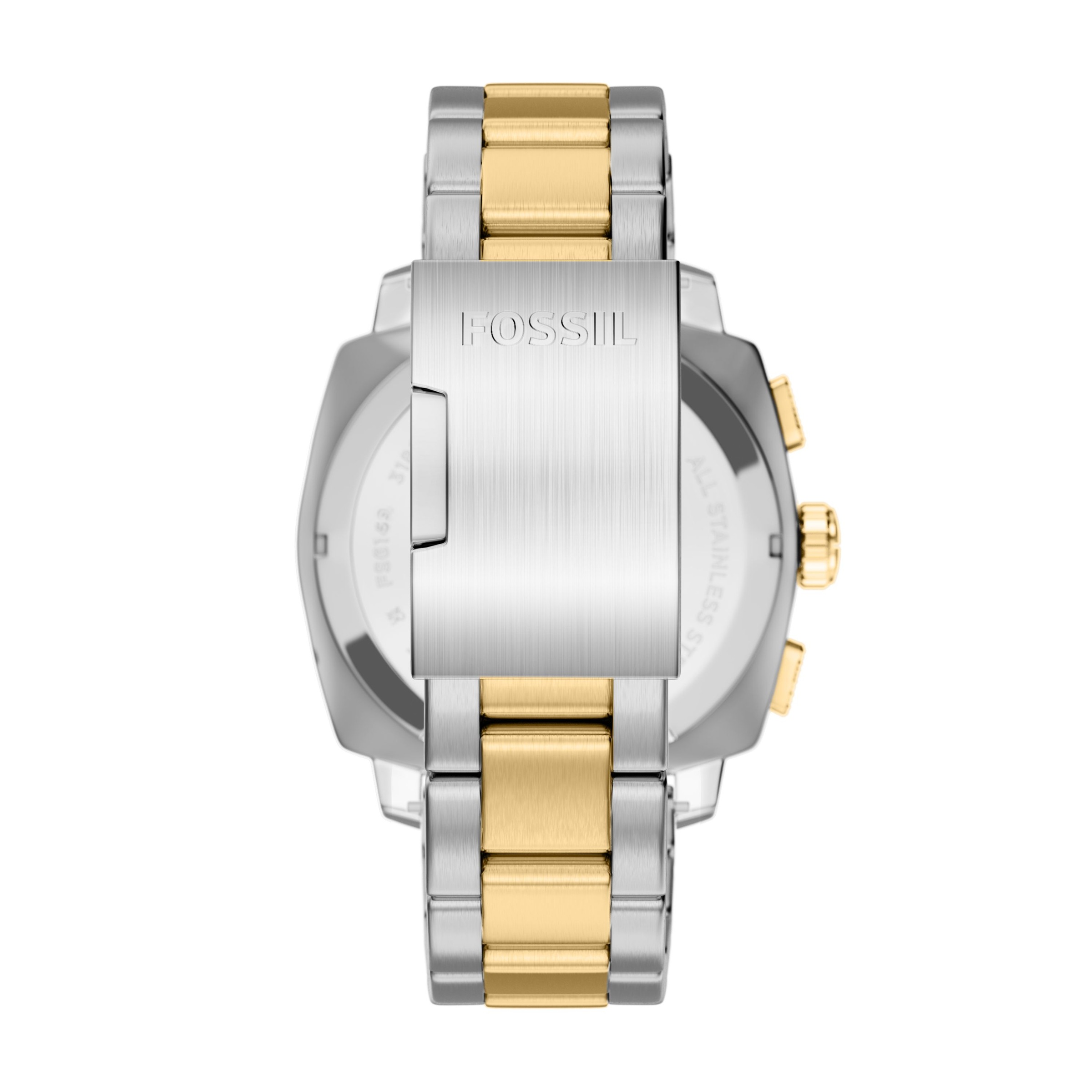 Chronograph FOSSIL "Machine", edelstahlfarben, gelbgoldfarben, Armbanduhren, Damen, Chronograph, Quarzuhr, Armbanduhr, Herrenuhr, Edelstahlarmband, analog 3