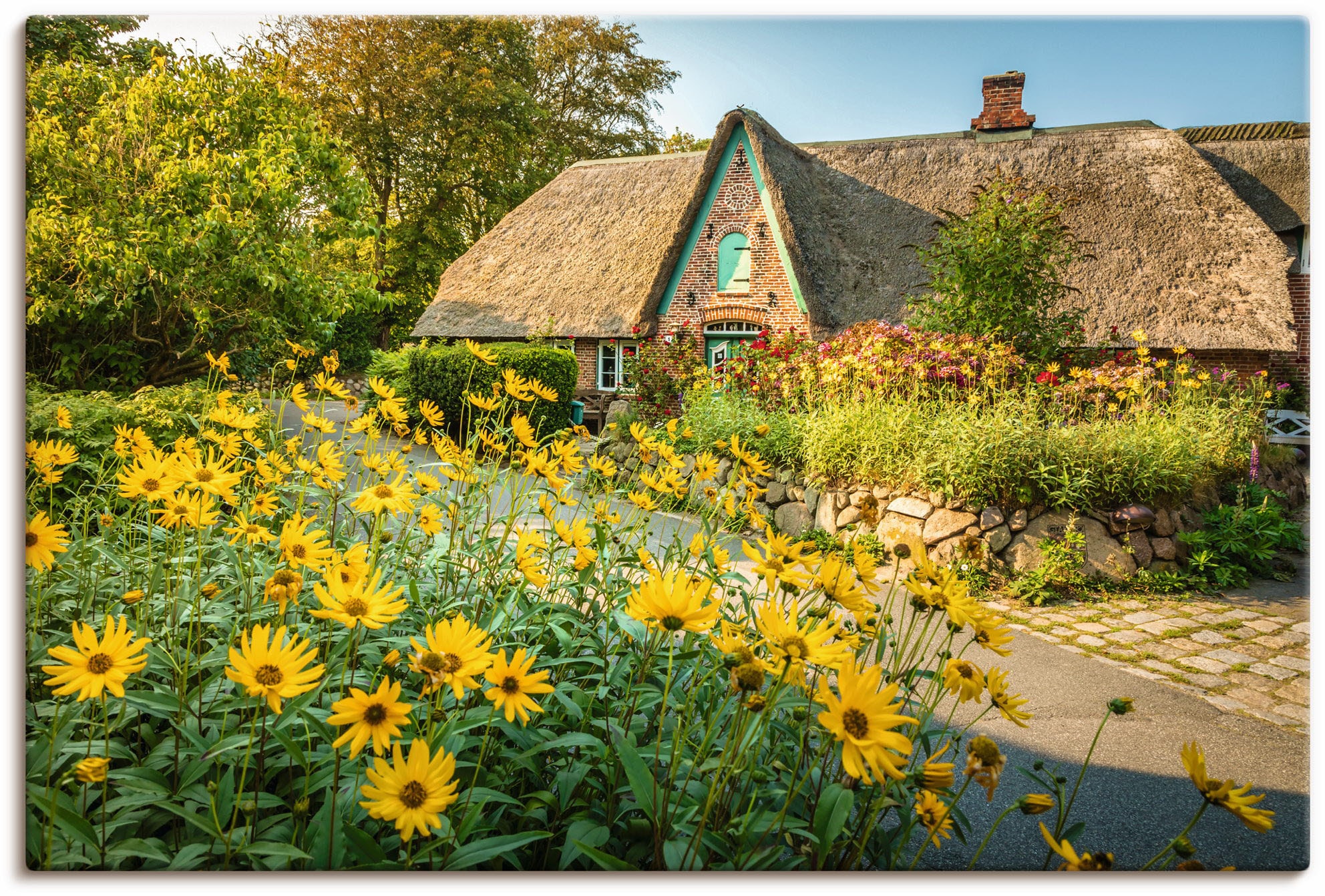 Artland Leinwandbild "Historischer Hof mit Bauerngarten Keitum" Gartenbilder 1 Stk. tlg. auf Holzrahmen gespannt