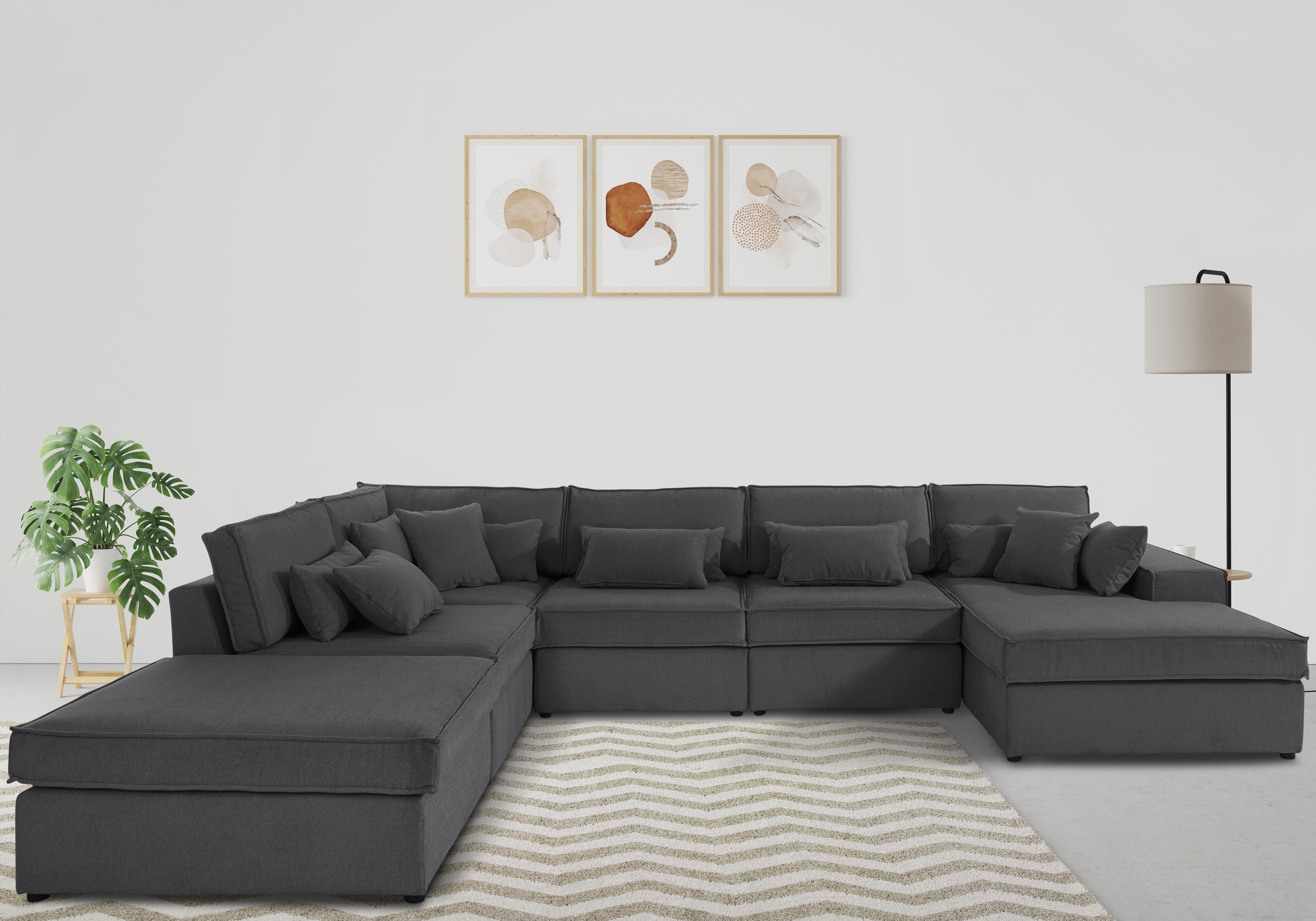 OTTO home Wohnlandschaft "Florid U-Form" 6 Teile, bestehend aus Modulen, viele Bezugsqualitäten, auch in Cord