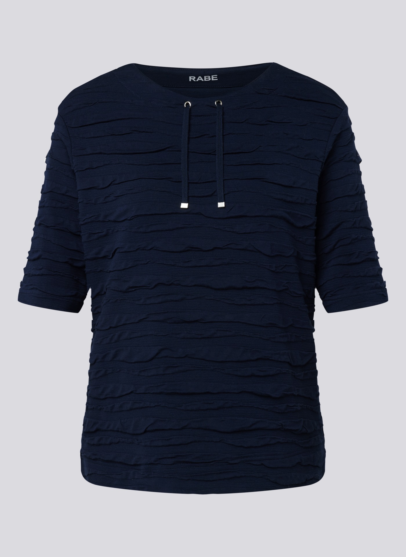 Rabe Rundhalsshirt, im Crinkle-Look und mit Kordelzug