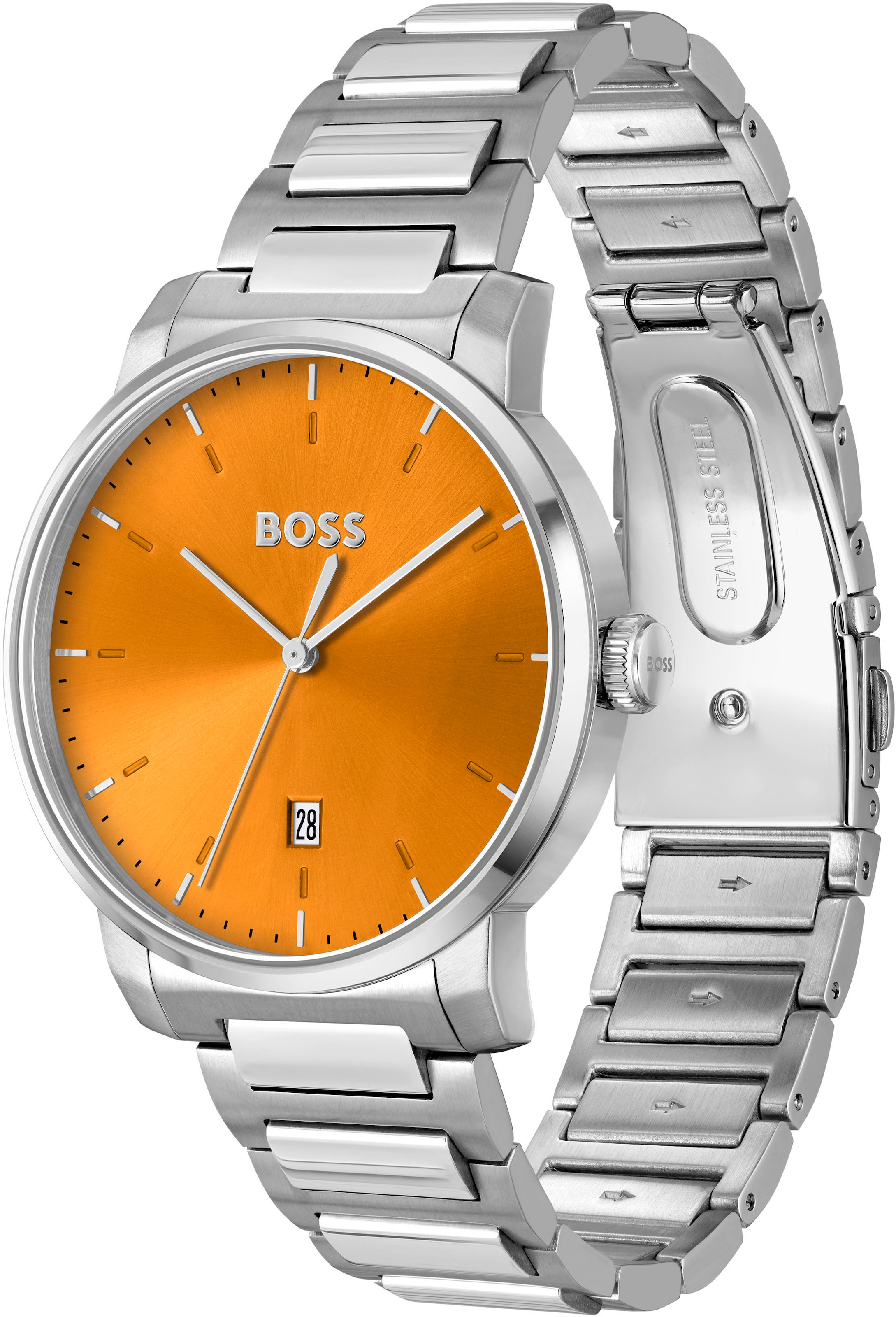BOSS Quarzuhr »DEAN«, Herrenuhr, Damenuhr, Armbanduhr, Datum, Edelstahlarmband