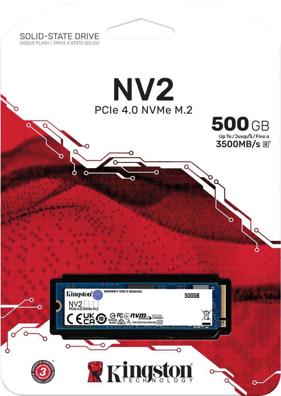 Kingston interne SSD »NV2 PCIe 4.0 NVMe SSD 500GB«, Anschluss M.2 PCIe 4.0