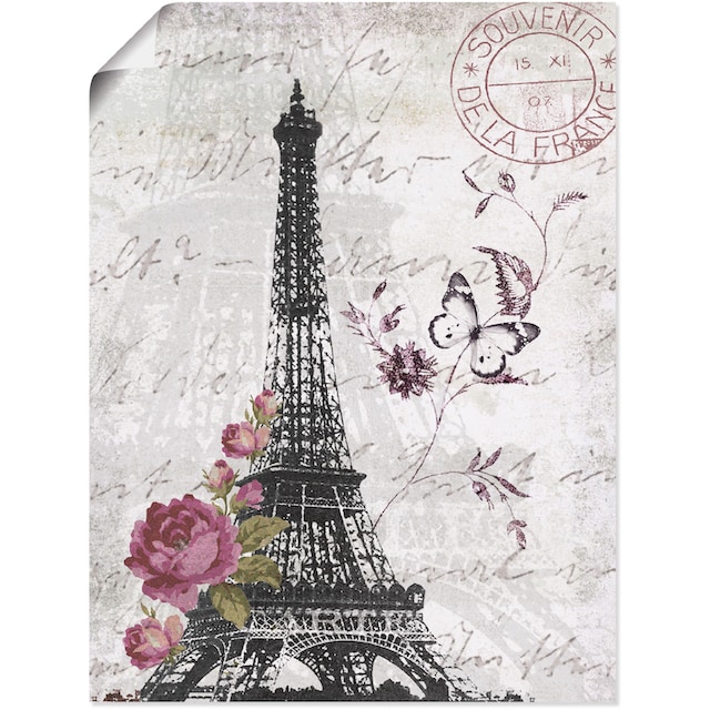 Black Friday Artland Wandbild »Eiffelturm Grafik«, Bilder von Europa, (1 St.),  als Alubild, Leinwandbild, Wandaufkleber oder Poster in versch. Größen |  BAUR