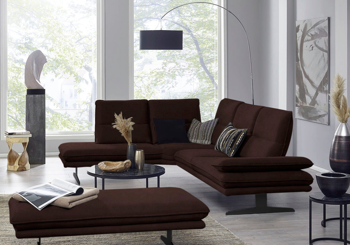 W.SCHILLIG Ecksofa »broadway, Designsofa, toller Sitzkomfort, zeitlos, elegant, L-Form«, Sitztiefenverstellung, Kopfteil- & Seitenteilverstellung, Breite 284cm