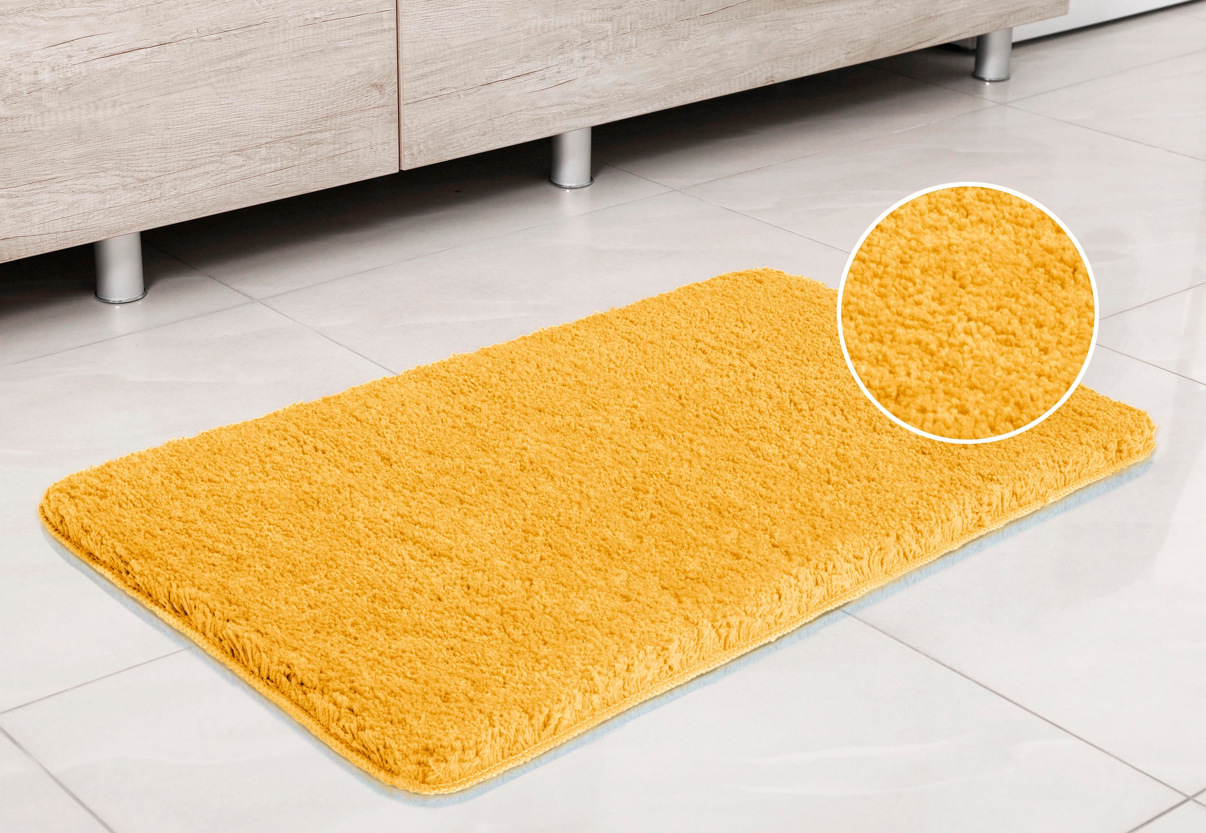 my home Badematte »Sanremo, Badvorleger, Badezimmer Teppich, sehr weich«, rutschhemmend beschichtet, fußbodenheizungsgeeignet-schnell trocknend, Badteppich, unifarben, rechteckig, rund & als 3-tlg. Set erhältlich