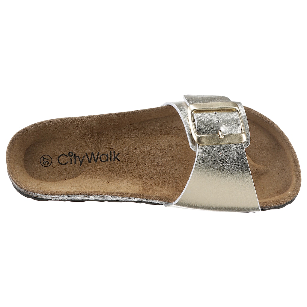 CITY WALK Pantolette, Basic, Sommerschuh, Schlappen mit ergonomischem Fußbett