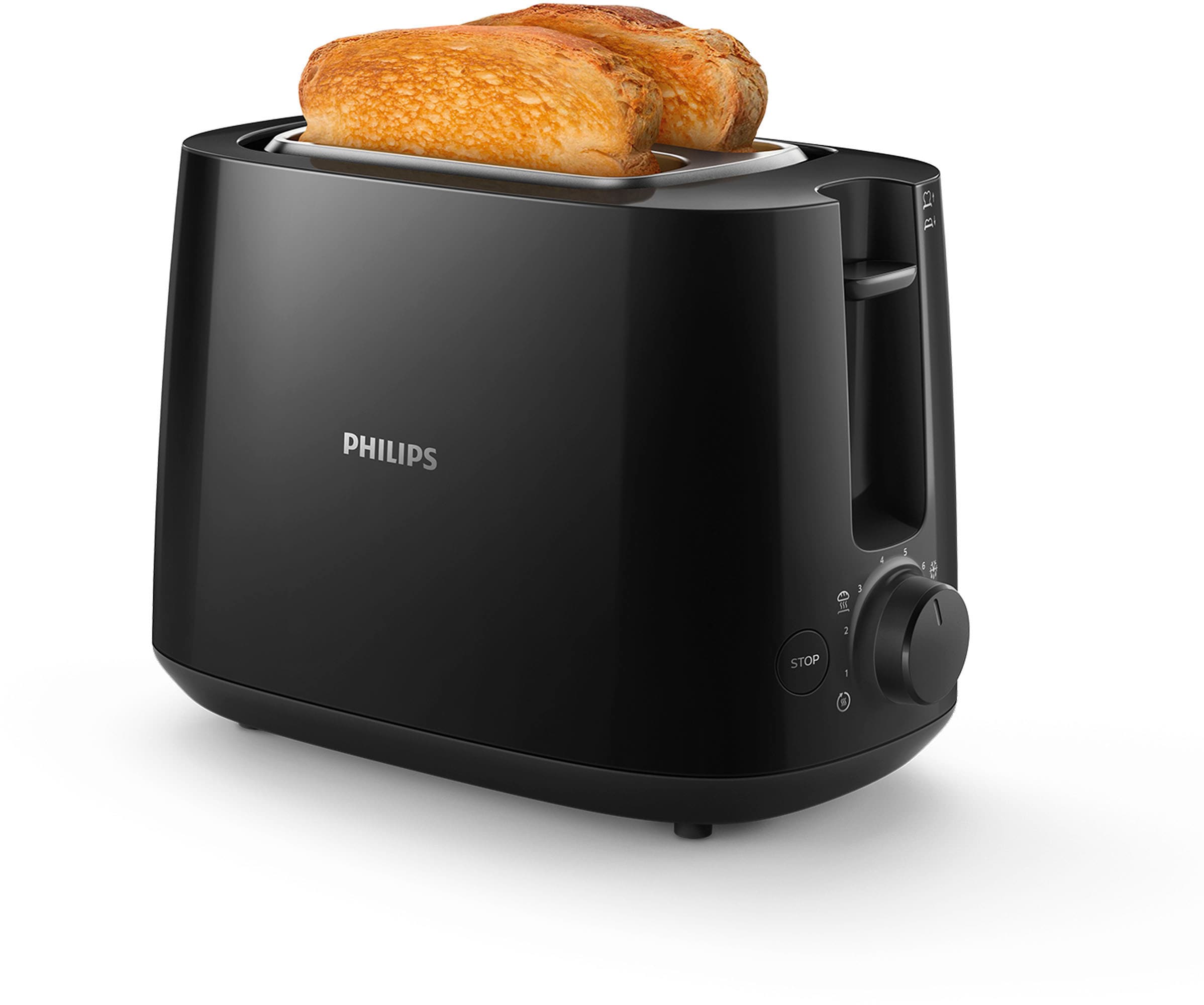 Philips Toaster »HD2581/90 Daily Collection«, 2 kurze Schlitze, 830 W, integrierter Brötchenaufsatz, 8 Bräunungsstufen, schwarz