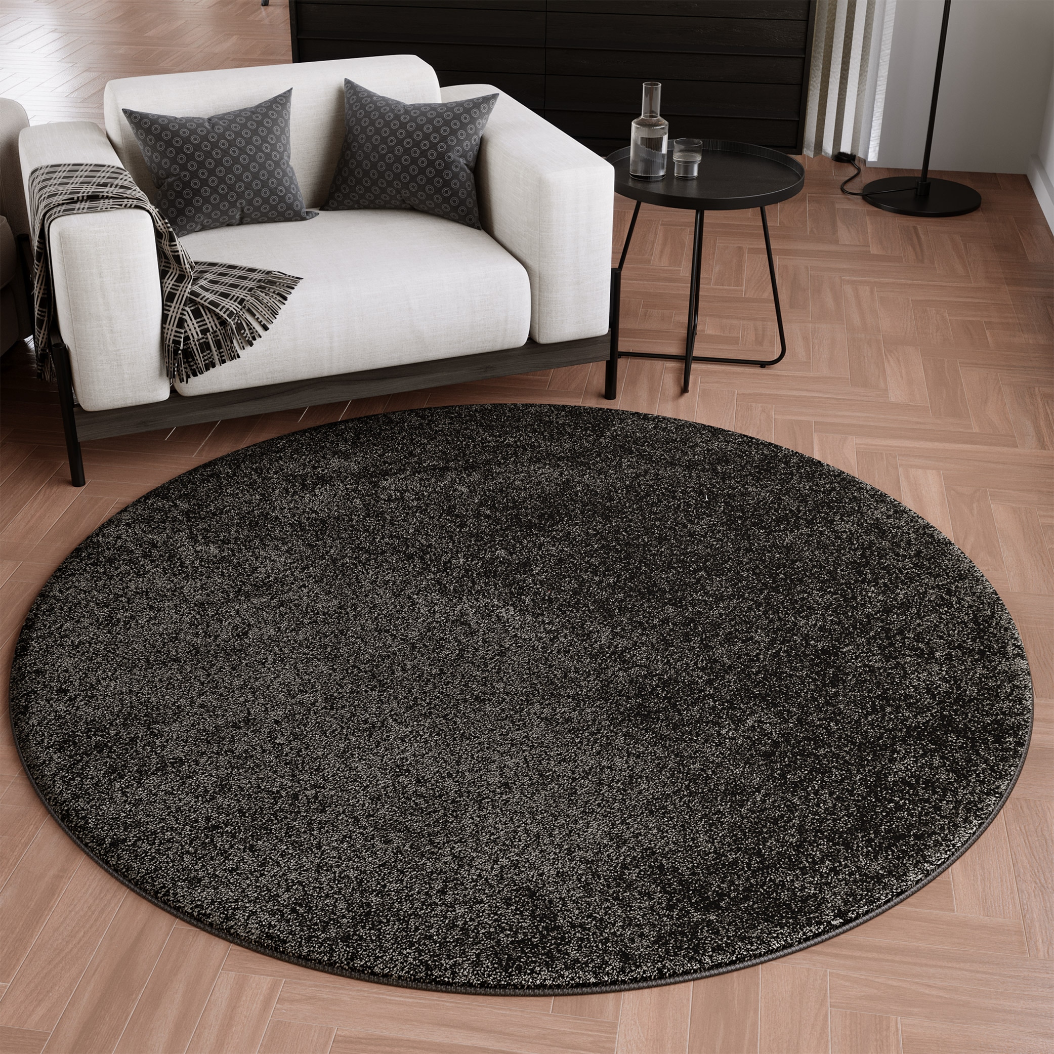 Wecon home Teppich "Wogh" rund 25 mm Höhe Kurzflor, maschinell gewebt, robust, Wohn- & Schlafzimmer, einfarbig