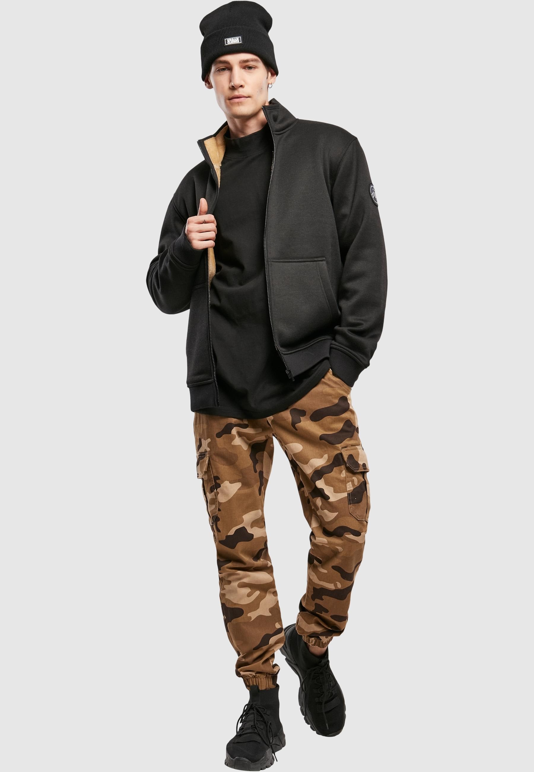 URBAN CLASSICS Anorak »Urban Classics Herren Teddy Bonded Zip Jacket«, (1 St.), ohne Kapuze