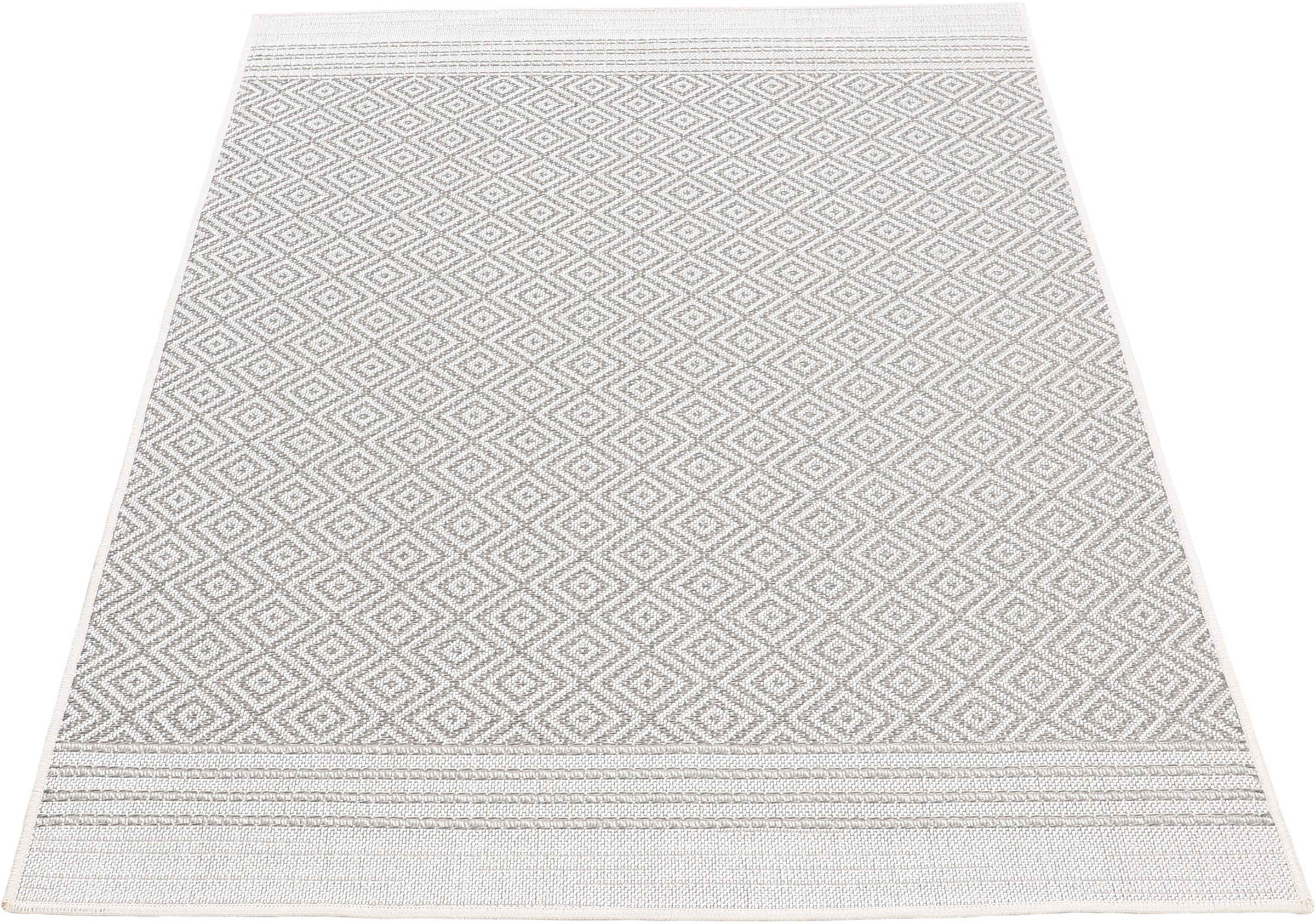 carpetfine Teppich »Boho 103«, rechteckig, 4 mm Höhe, robustes Flachgewebe, Sisal Optik, UV-beständig, Außenbereich
