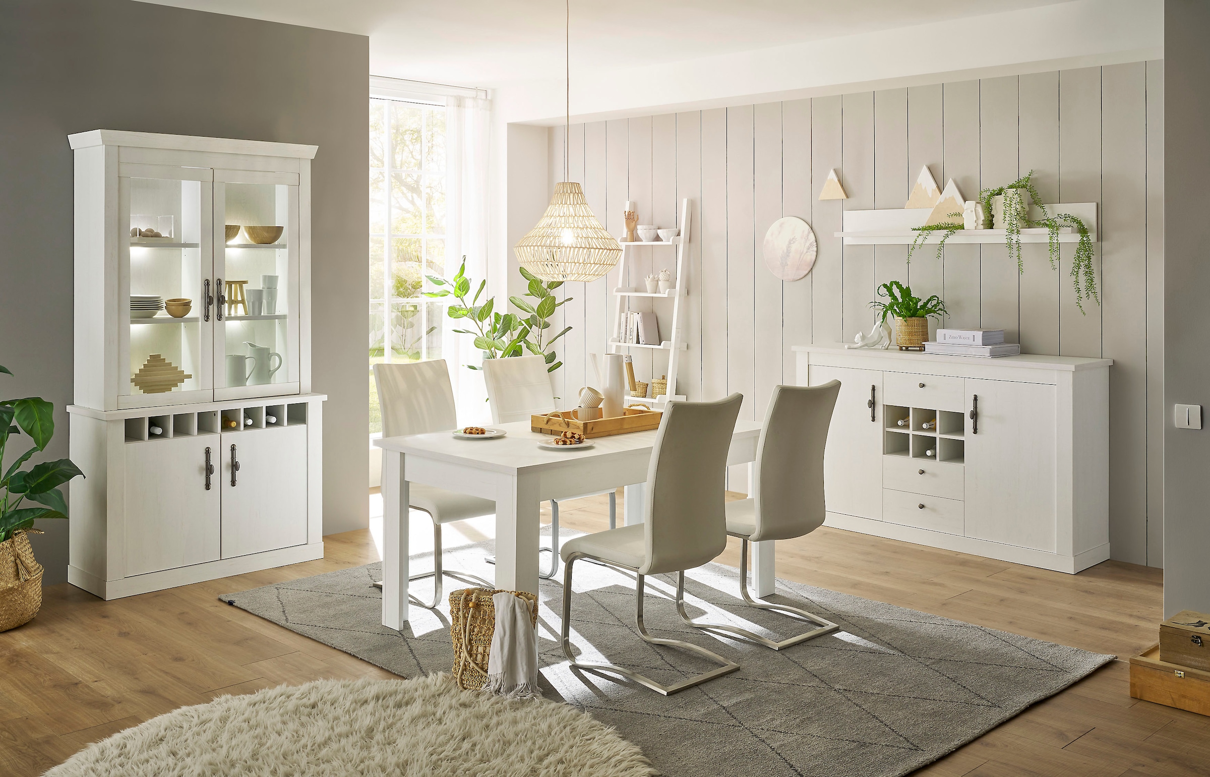 Home affaire Wohnwand "RAVENNA" 4 Stk. tlg. im romantischen Landhausstil, G günstig online kaufen