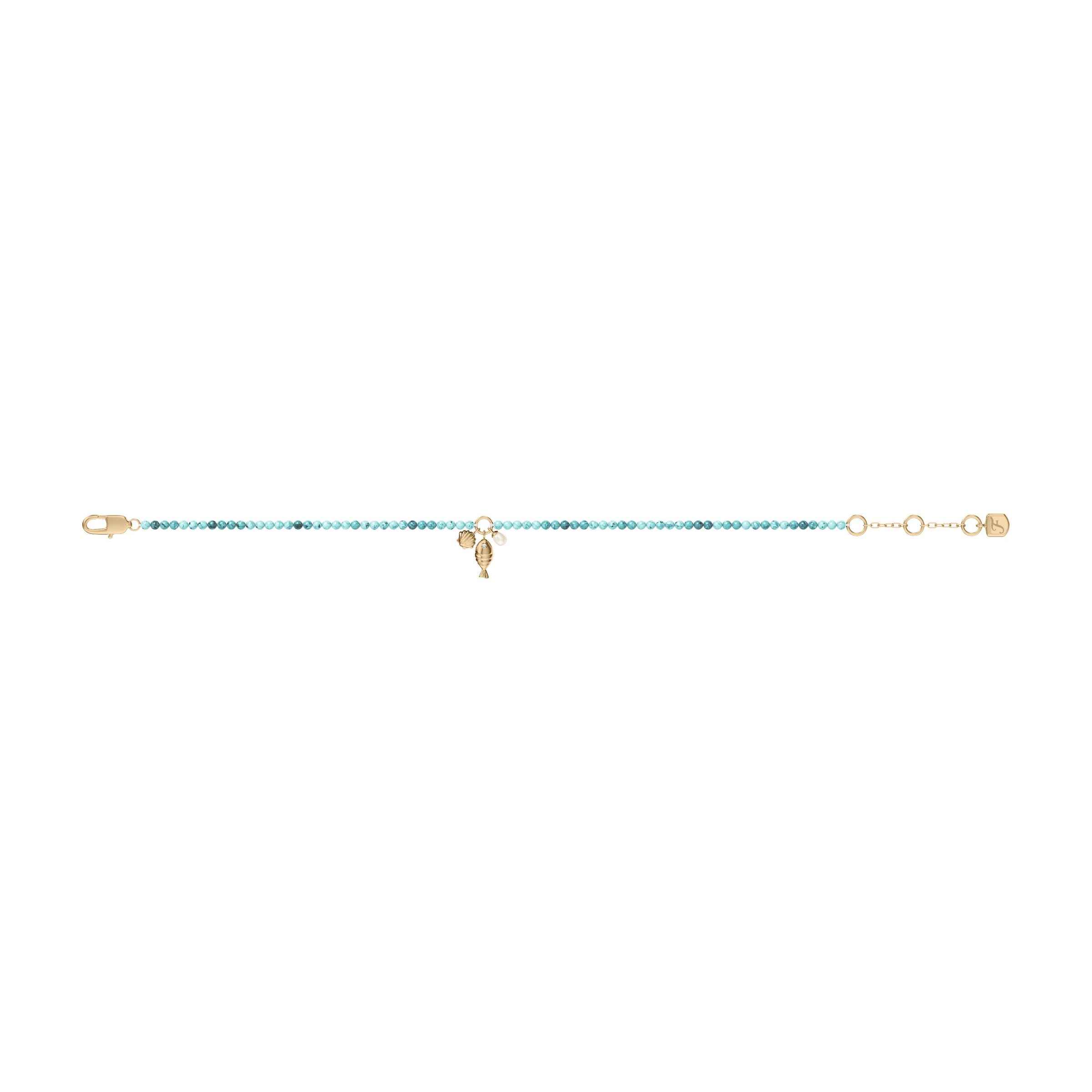 Fossil Armband »Schmuck Geschenk Metall Armschmuck Fisch Muschel Sutton« mit Glasstein - mit Süßwasserzuchtperle, Acryl