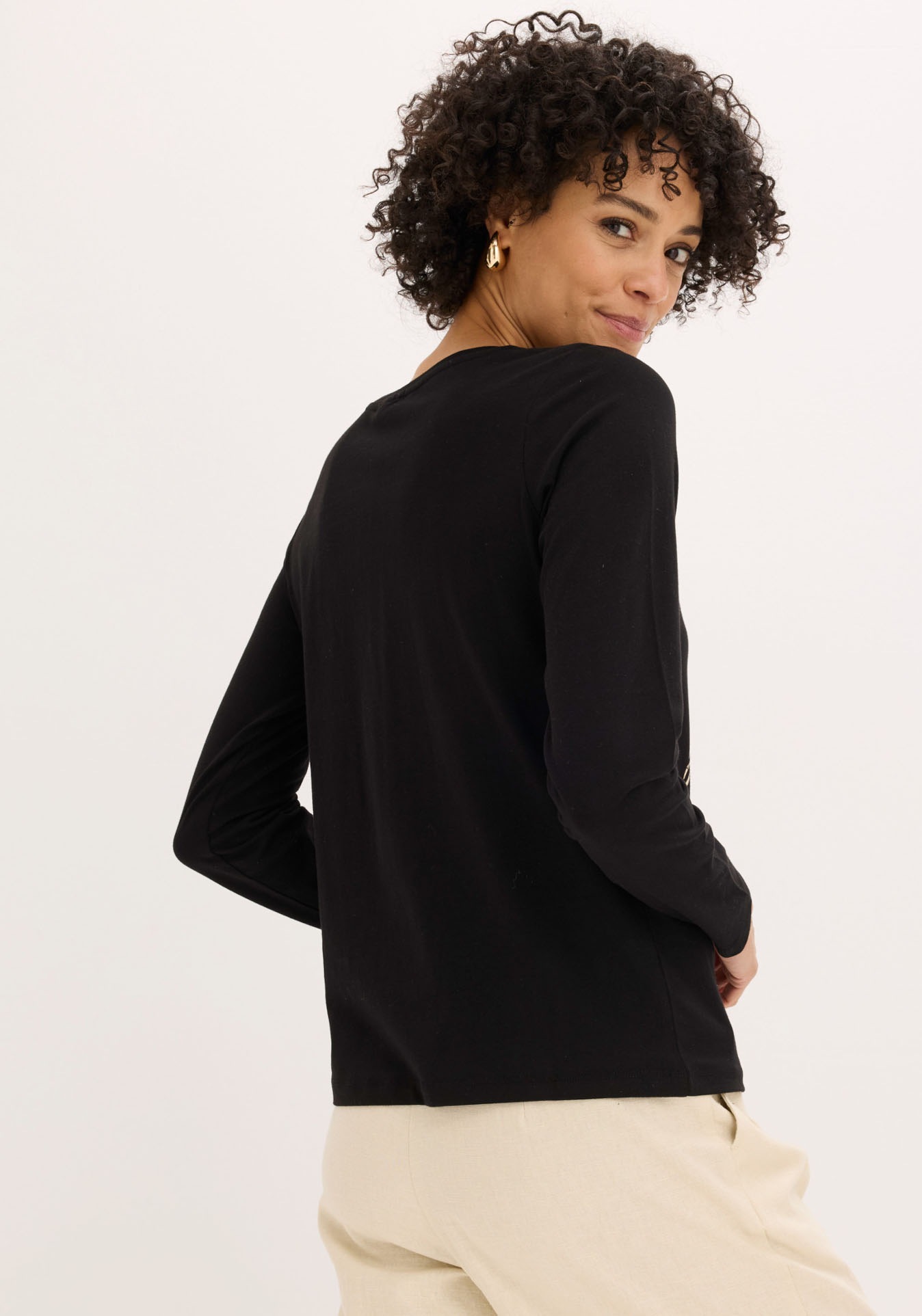 bonprix Langarmshirt Slim fit, Langarm, Druck mit Pailletten, für Frühling und Sommer