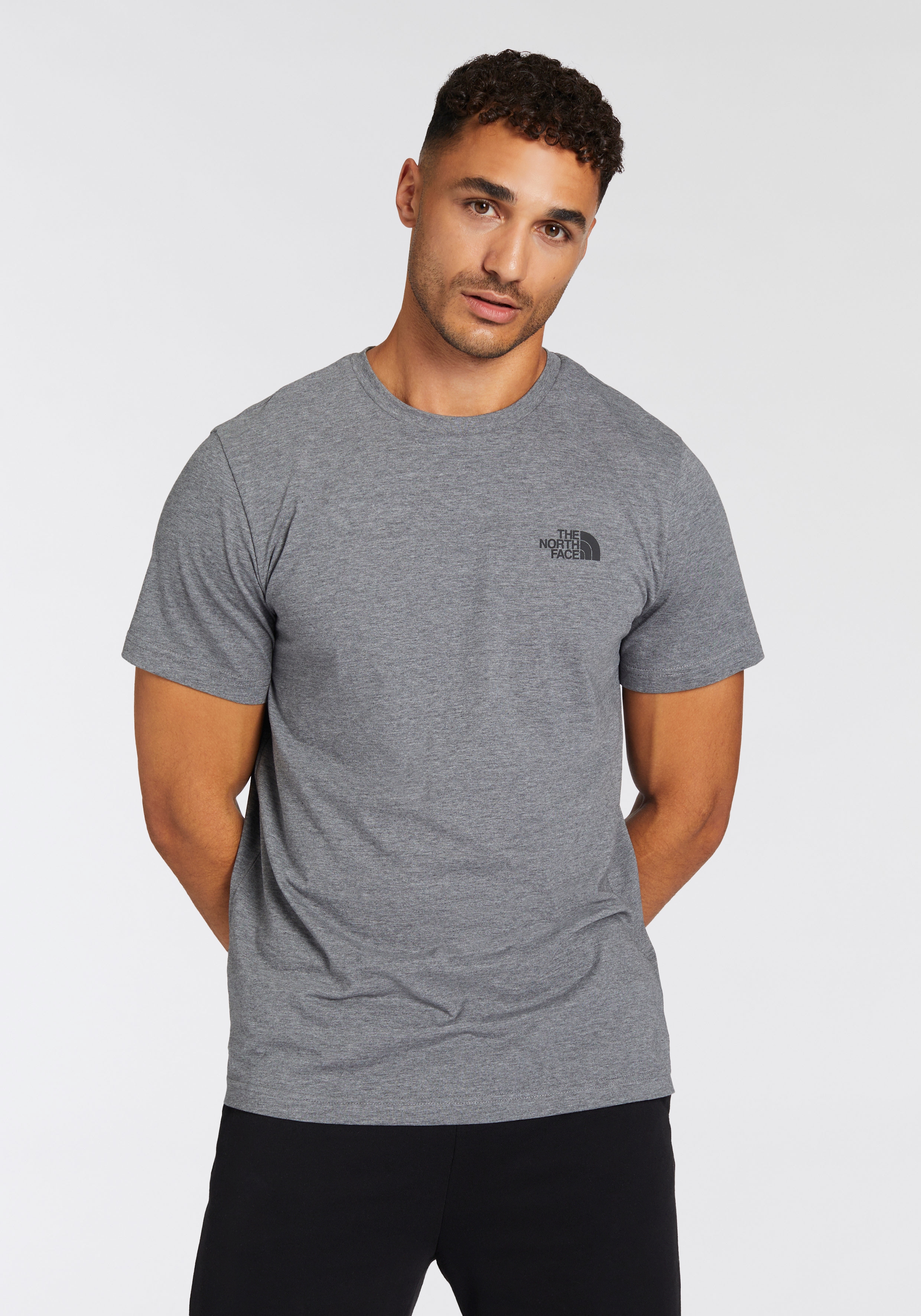 The North Face T-Shirt "M SS SIMPLE DOME TEE" mit Logodrucken, Rundhalsausschnitt, ohne Kragen und ohne Verschluss