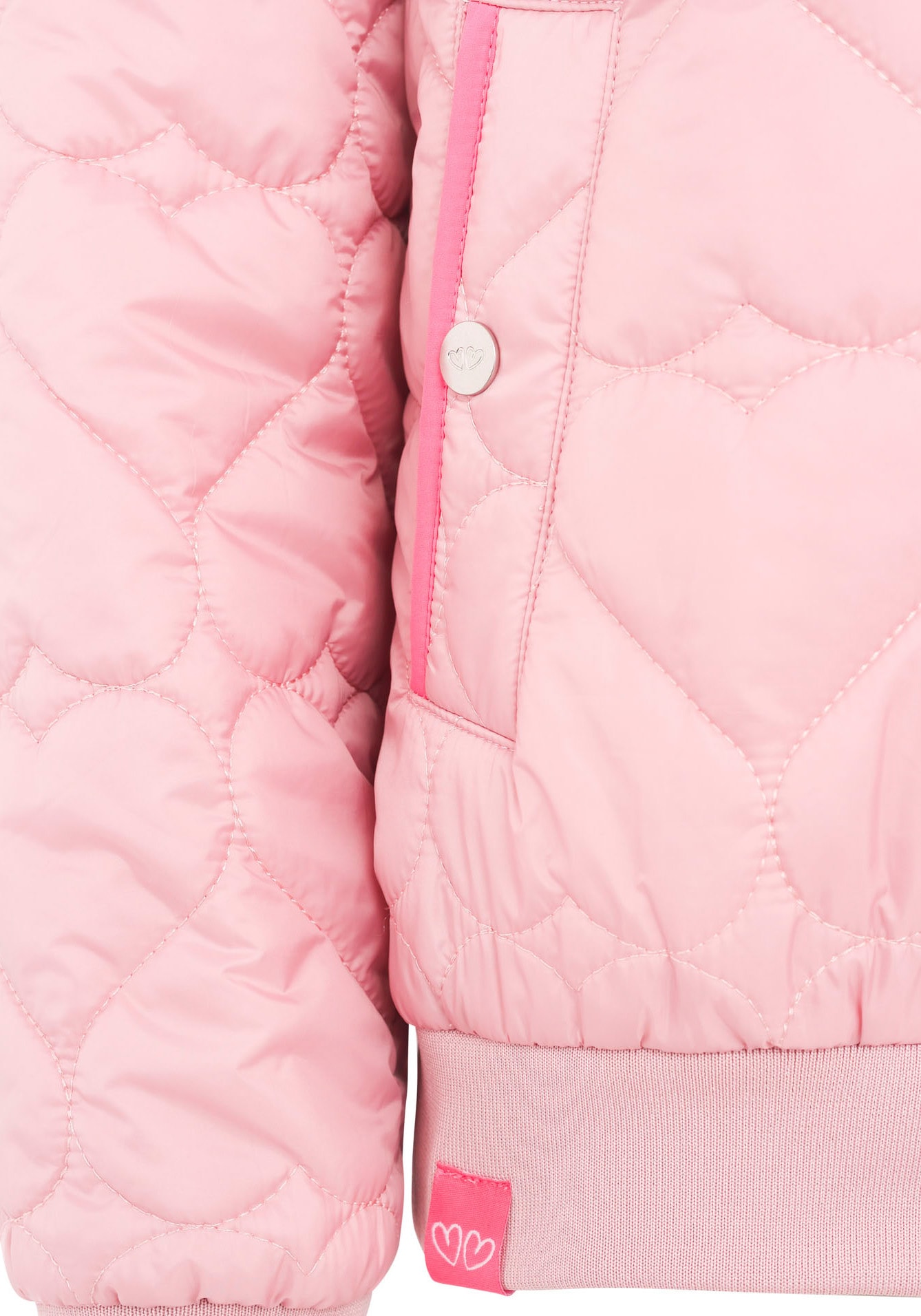 Zwillingsherz Bomberjacke, ohne Kapuze, mit gesteppten Herzen, mit Taschen und Reißverschluss