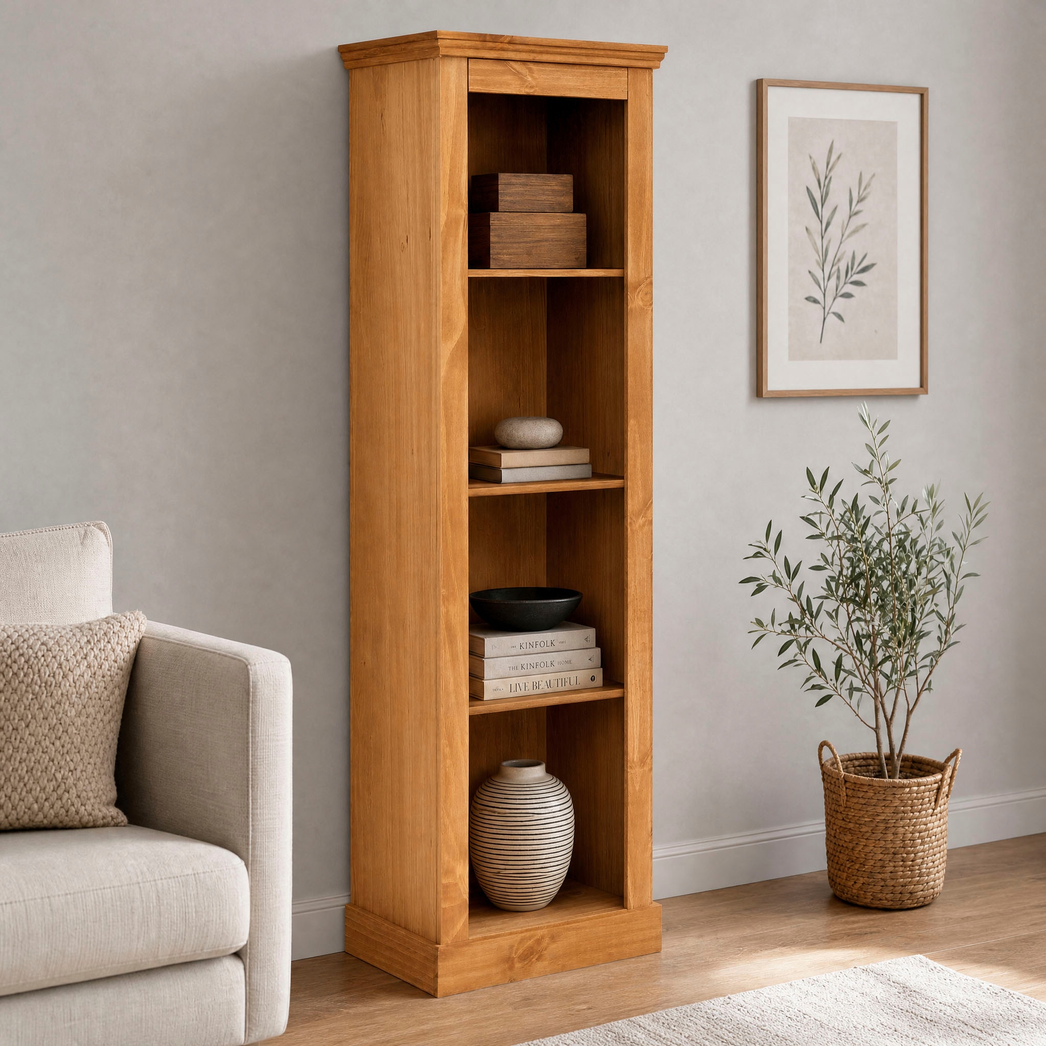 OTTO home Stauraumregal »Selma« 1 Stk. tlg. Kiefernholz, feste und verstellbare Böden, Breite 55 cm, Höhe 180 cm